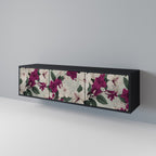 FLOWERET DREAM Móvel de TV com 3 Portas em Acabamento Preto