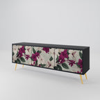 FLOWERET DREAM Móvel de TV com 3 Portas em Acabamento Preto