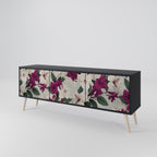 FLOWERET DREAM Móvel de TV com 3 Portas em Acabamento Preto