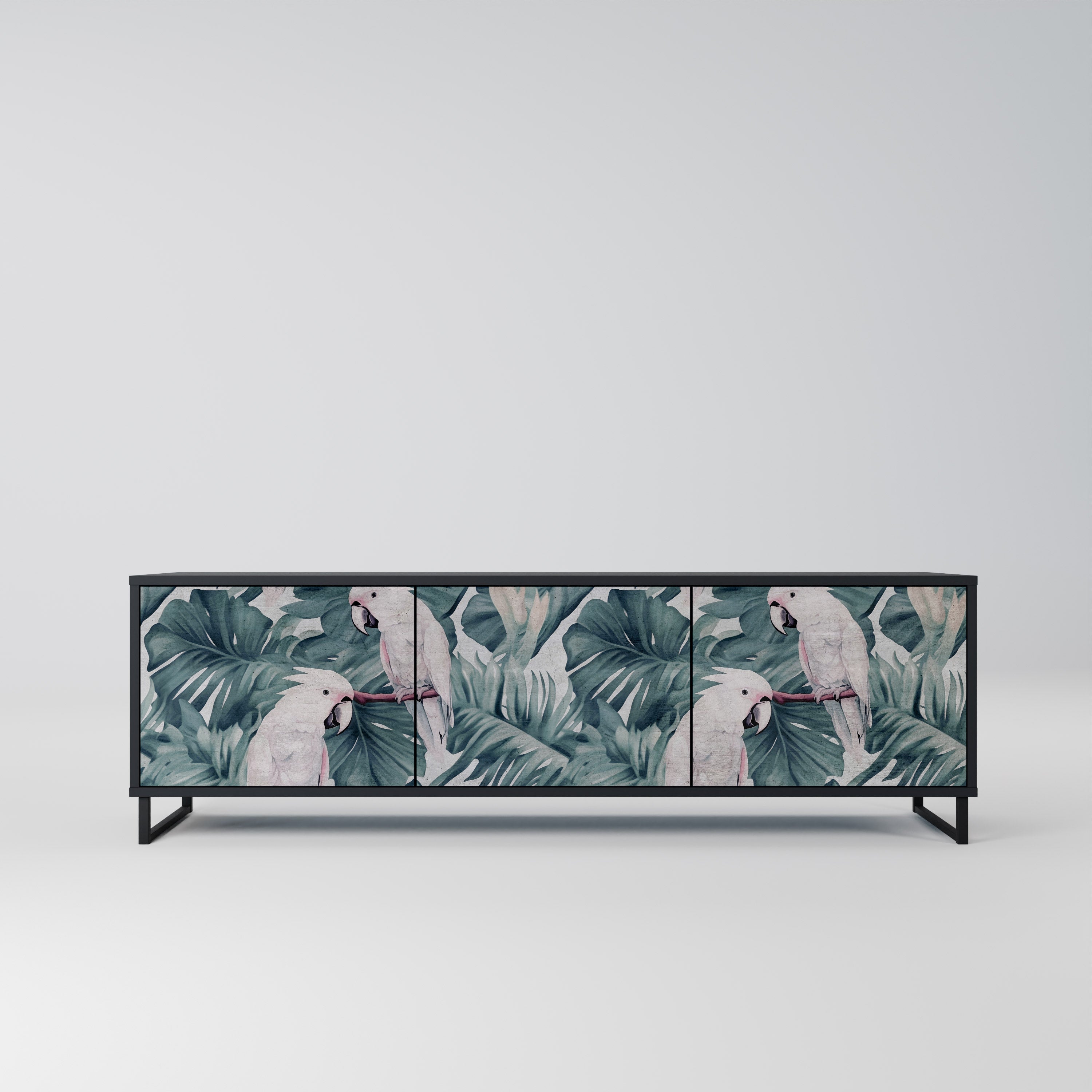 POPINJAY LOOK Móvel de TV com 3 Portas em Acabamento Preto