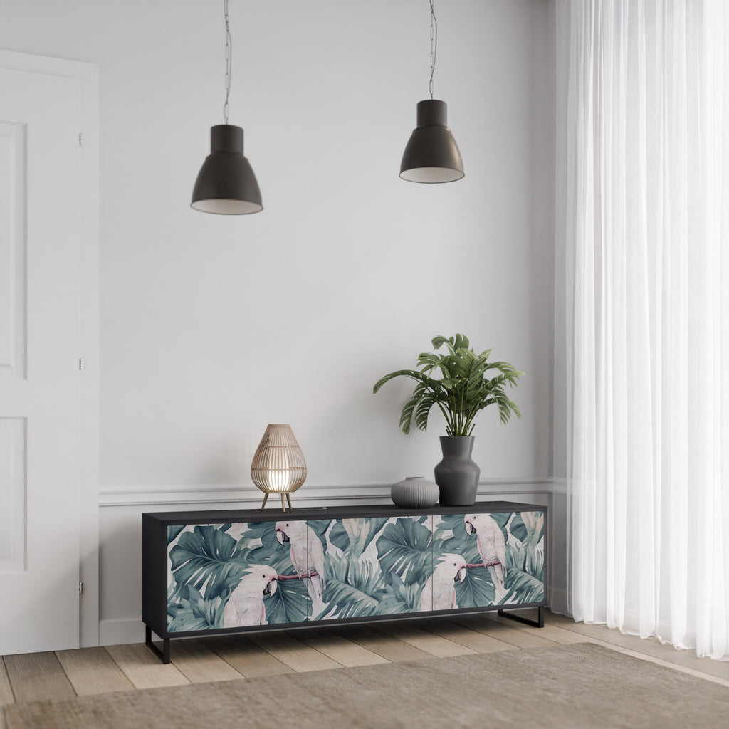 POPINJAY LOOK 3-Door TV Stand in Black Finish