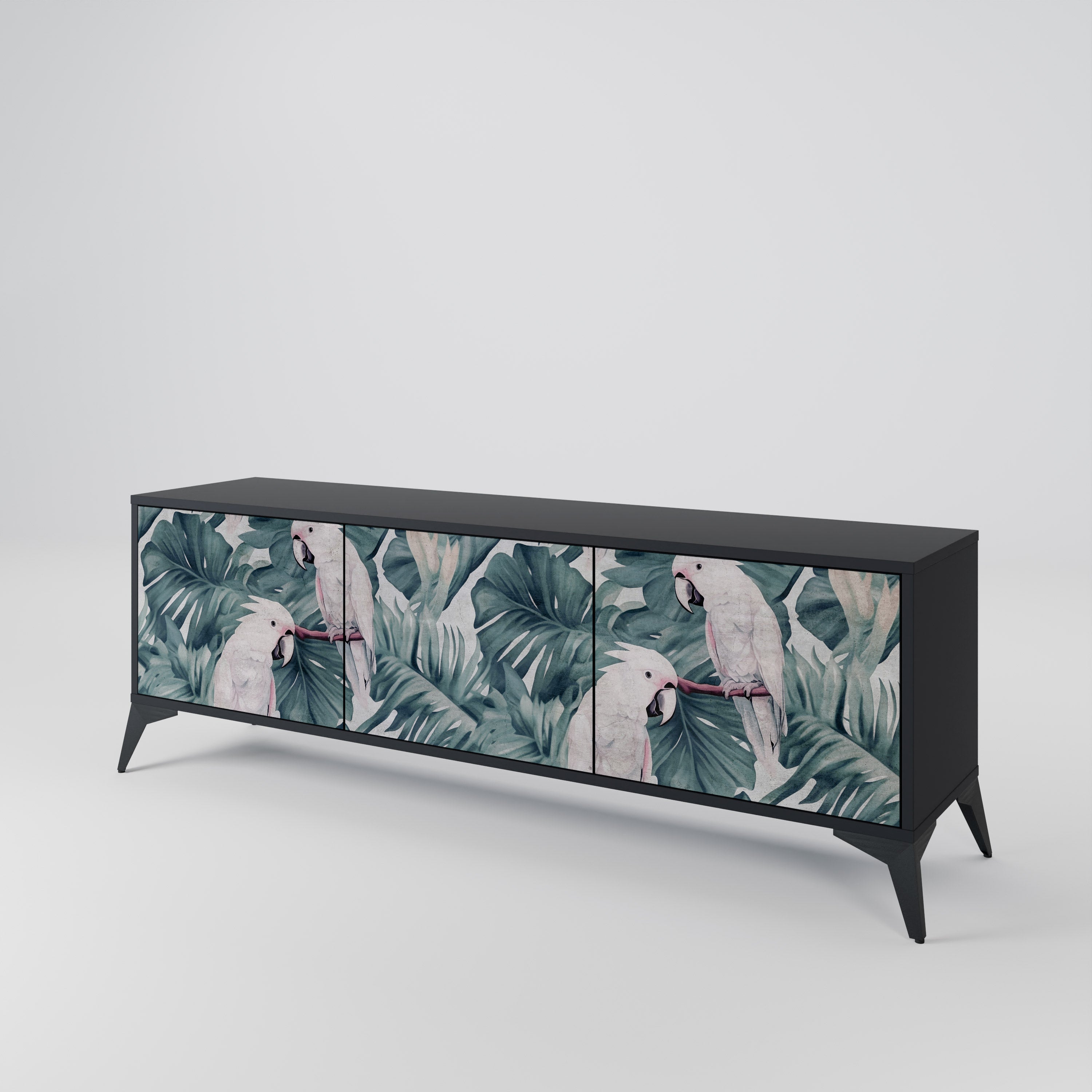 POPINJAY LOOK 3-Door TV Stand in Black Finish