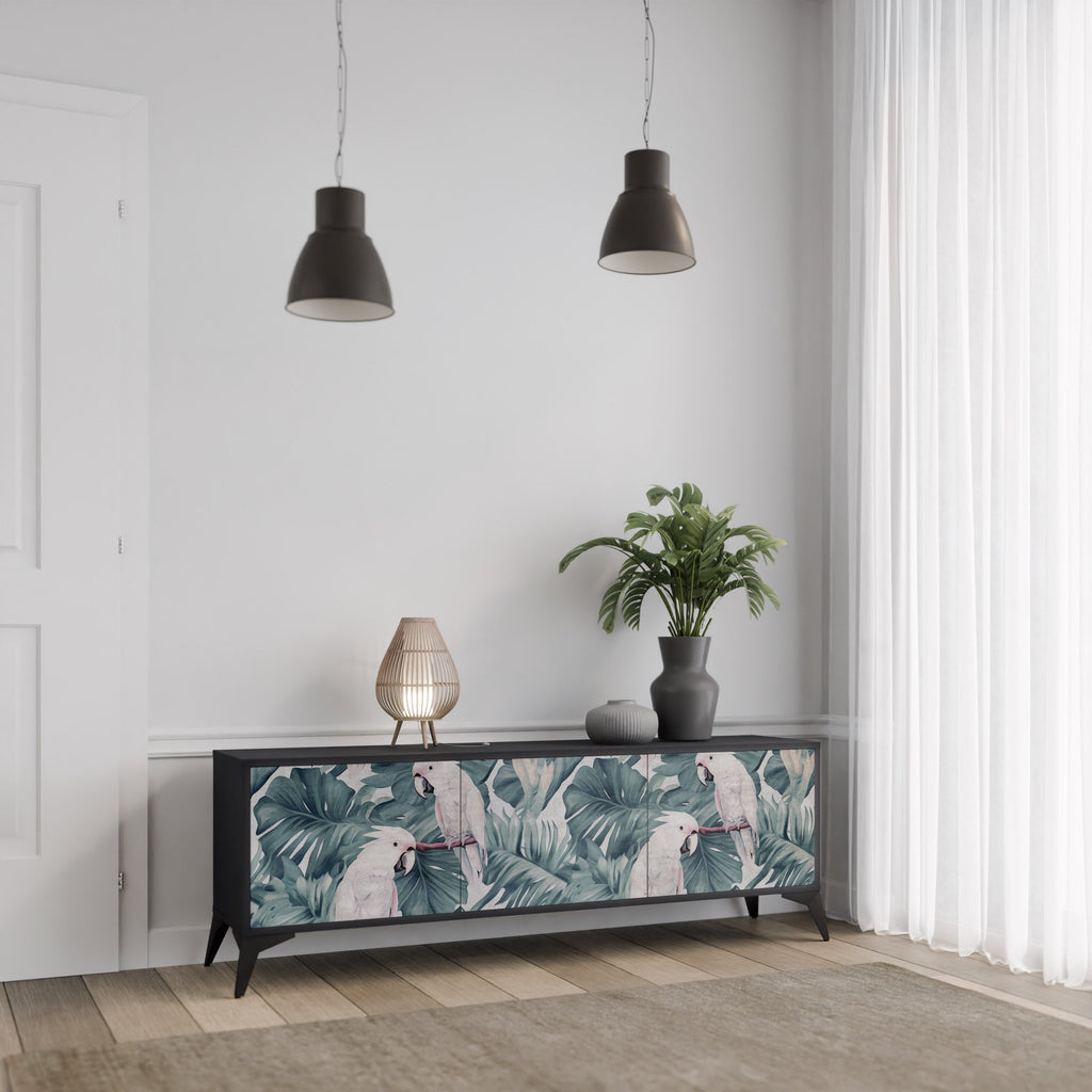 POPINJAY LOOK 3-Door TV Stand in Black Finish