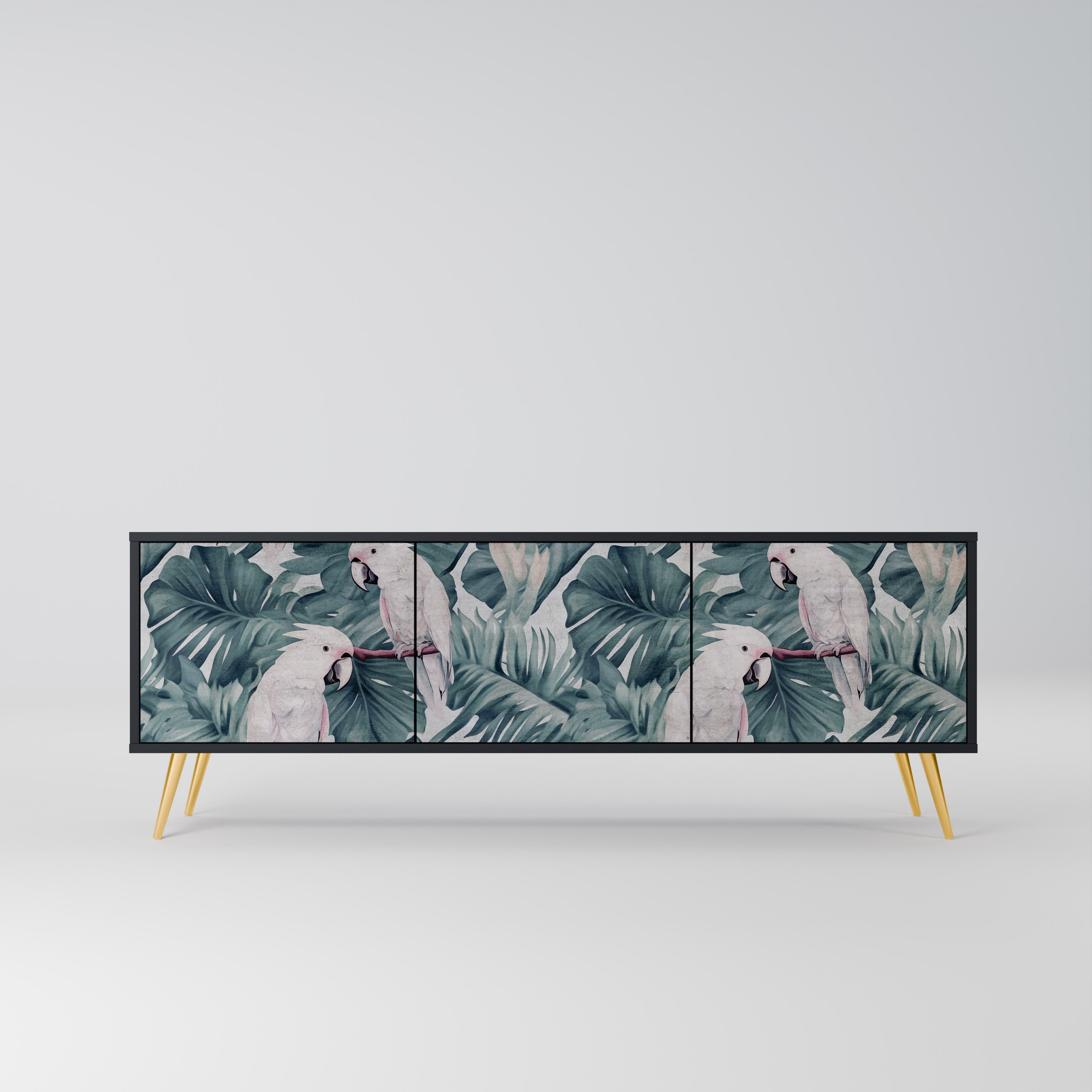 POPINJAY LOOK Móvel de TV com 3 Portas em Acabamento Preto