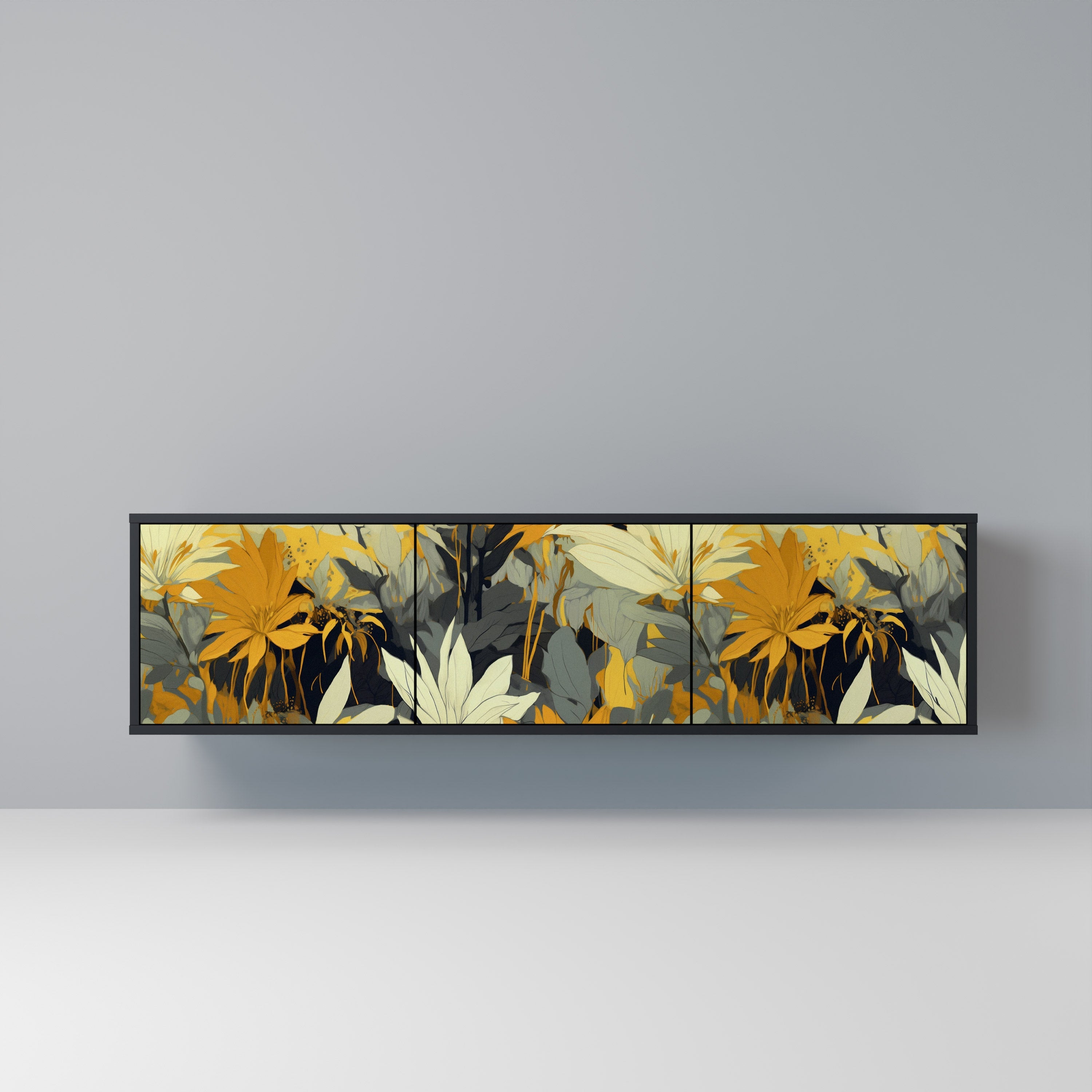 SUNKISSED LILY Móvel de TV com 3 Portas em Acabamento Preto