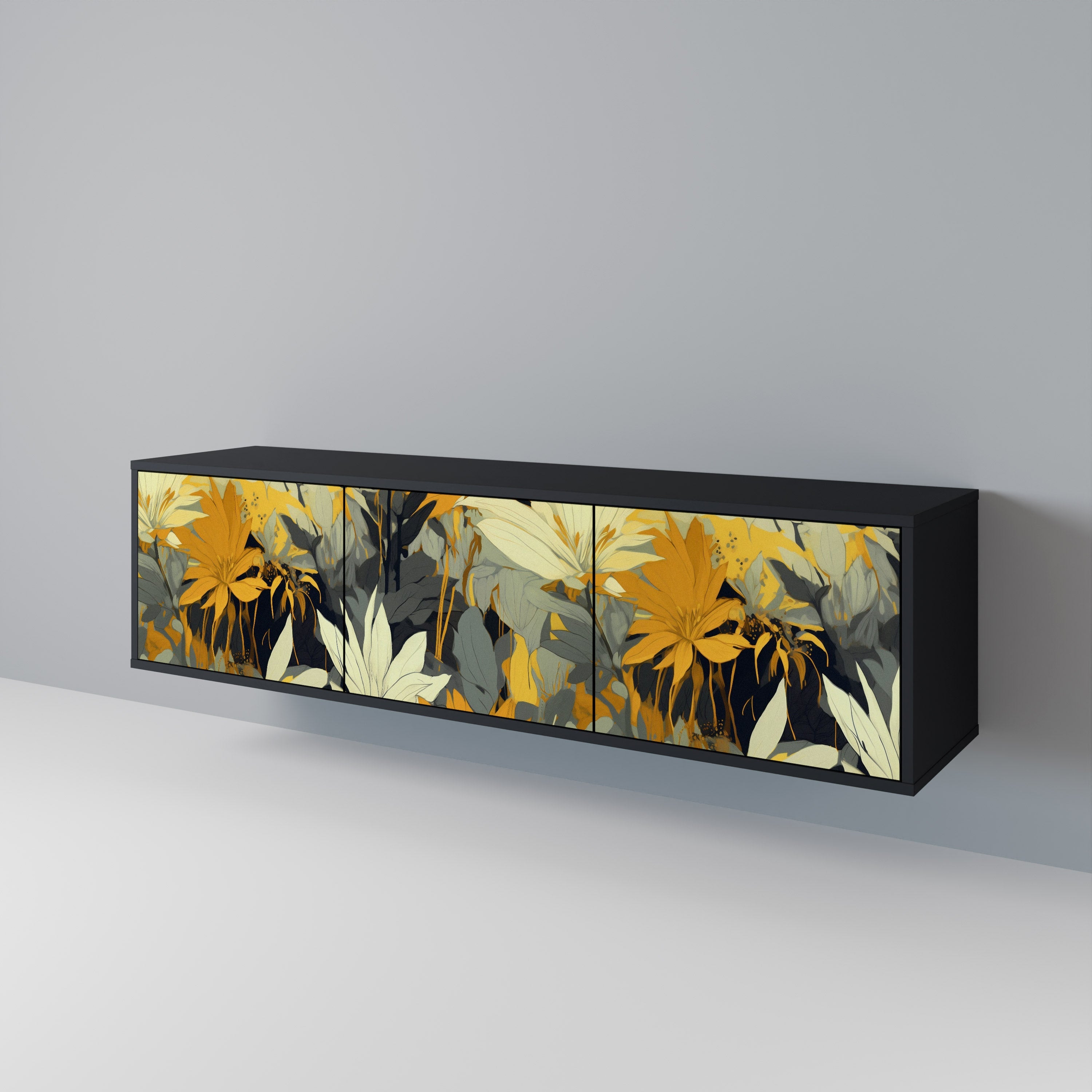 SUNKISSED LILY Móvel de TV com 3 Portas em Acabamento Preto