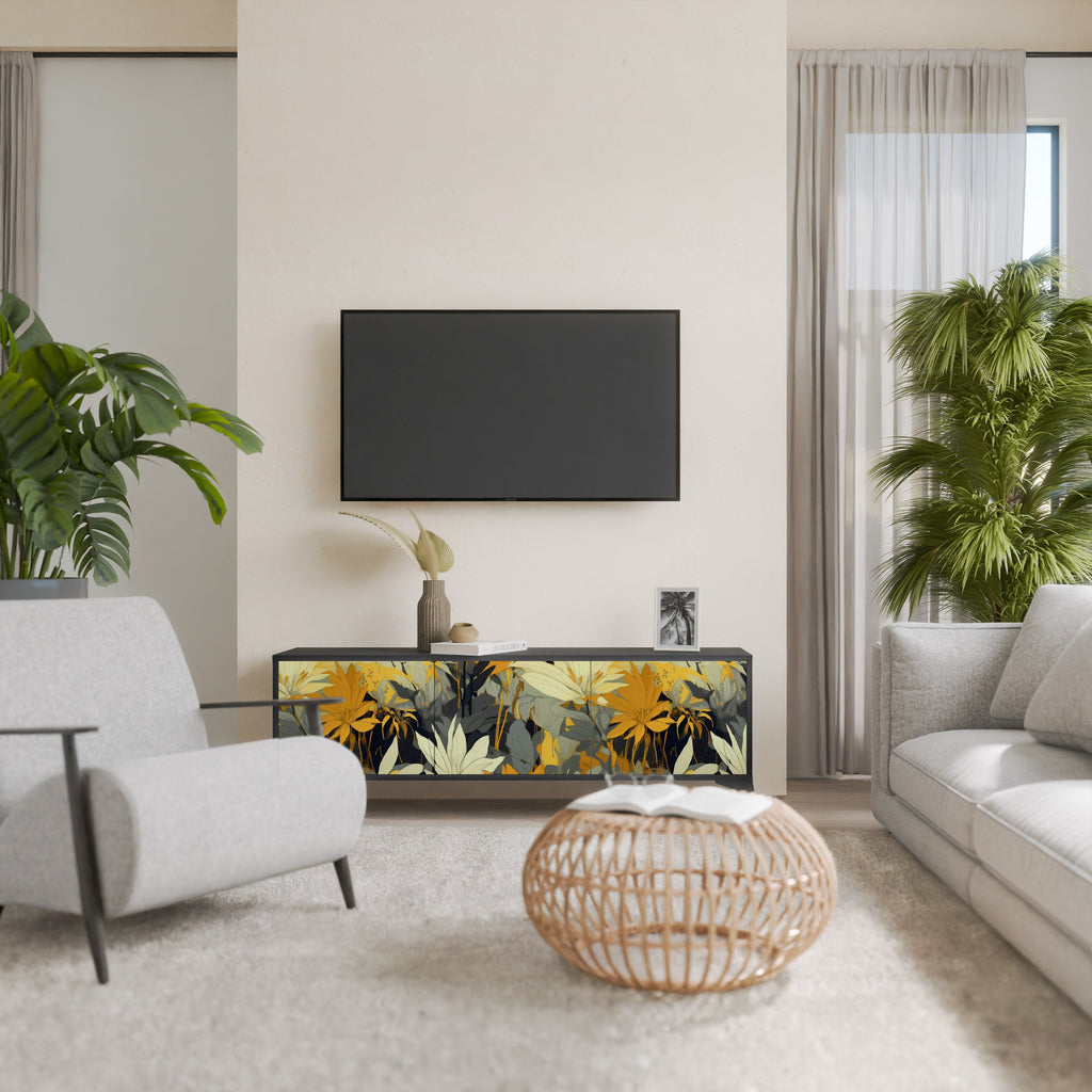 SUNKISSED LILY Móvel de TV com 3 Portas em Acabamento Preto