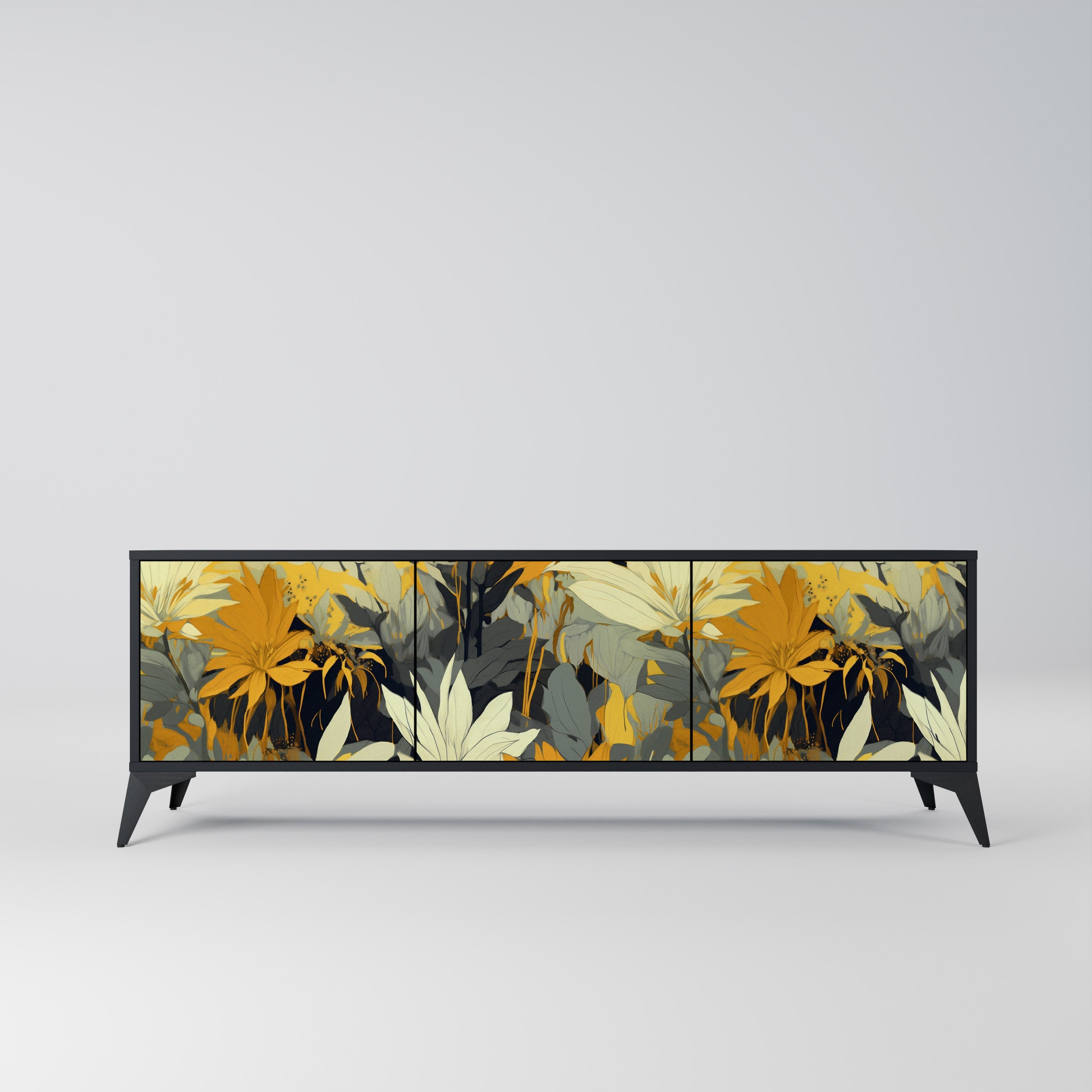 SUNKISSED LILY Móvel de TV com 3 Portas em Acabamento Preto