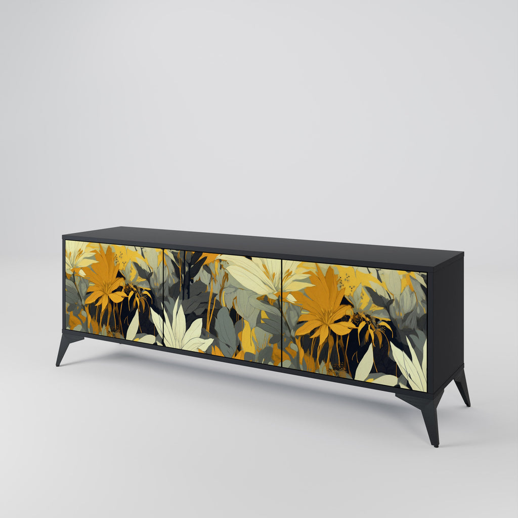 SUNKISSED LILY Móvel de TV com 3 Portas em Acabamento Preto