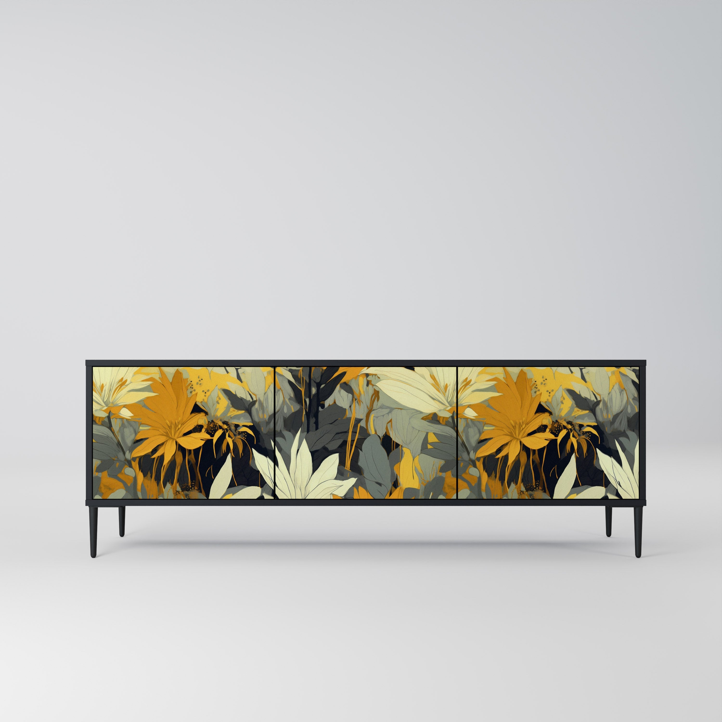 SUNKISSED LILY Móvel de TV com 3 Portas em Acabamento Preto