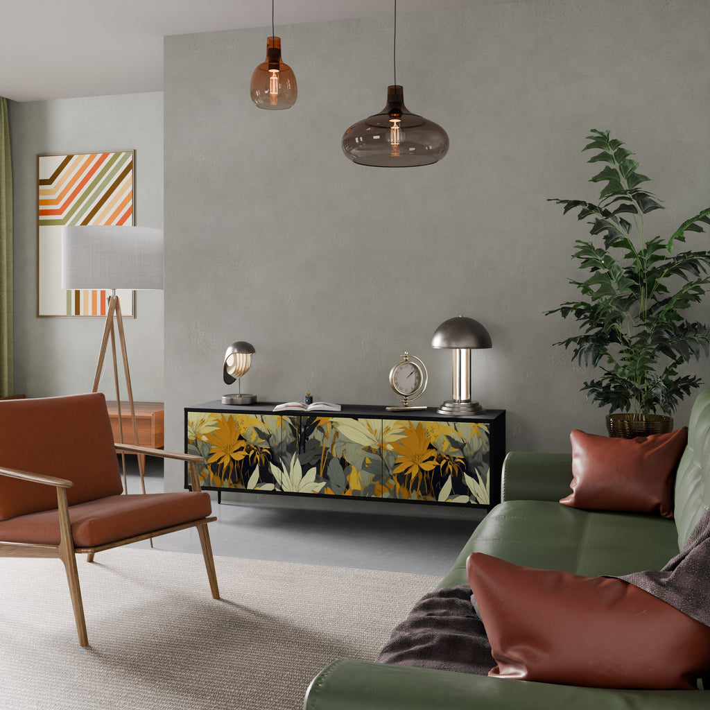 SUNKISSED LILY Móvel de TV com 3 Portas em Acabamento Preto