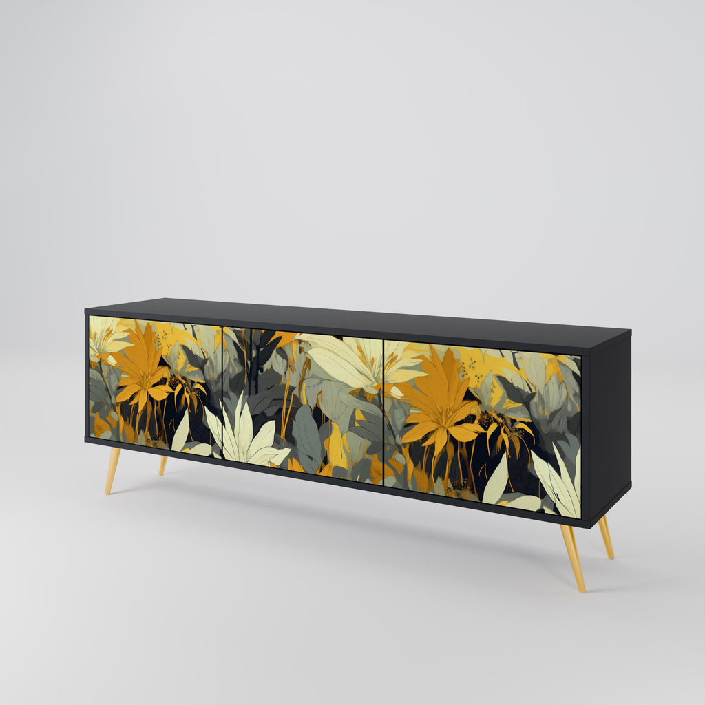 SUNKISSED LILY Móvel de TV com 3 Portas em Acabamento Preto