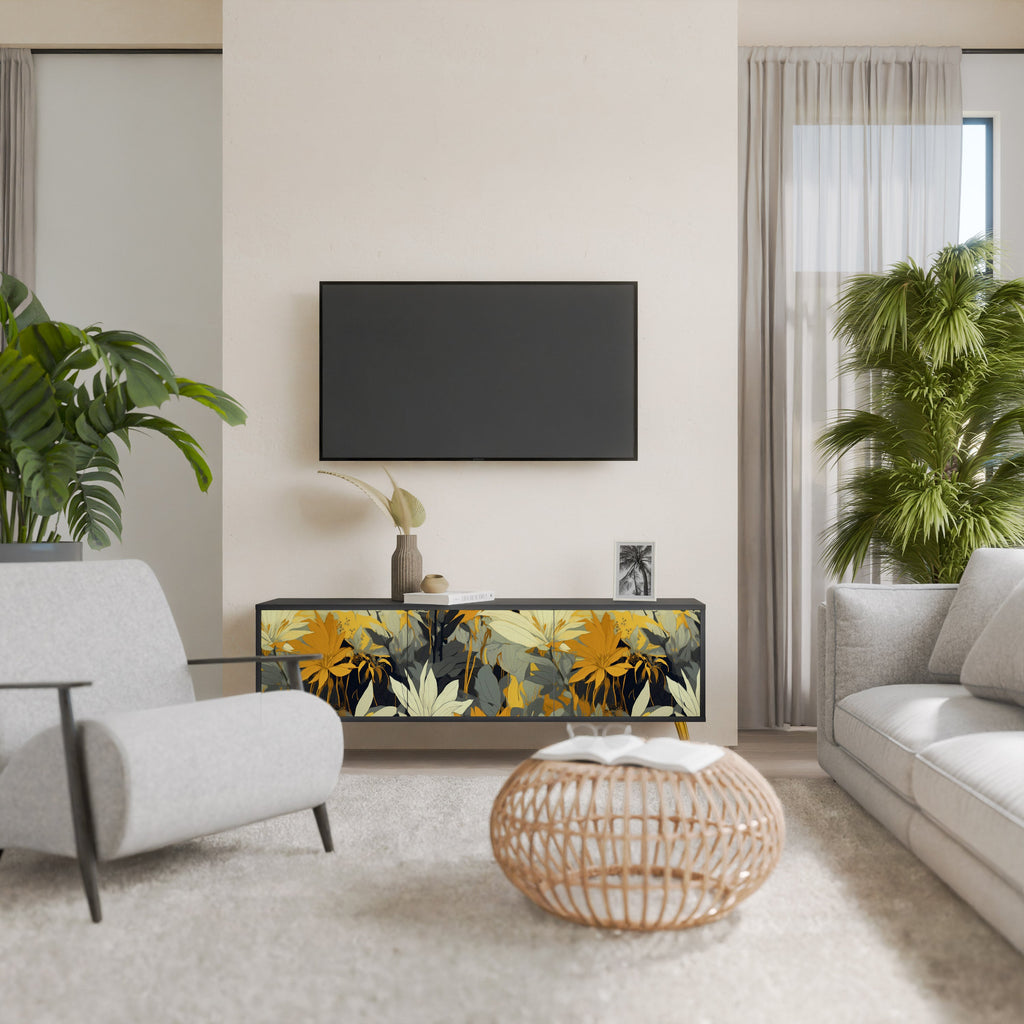 SUNKISSED LILY Móvel de TV com 3 Portas em Acabamento Preto