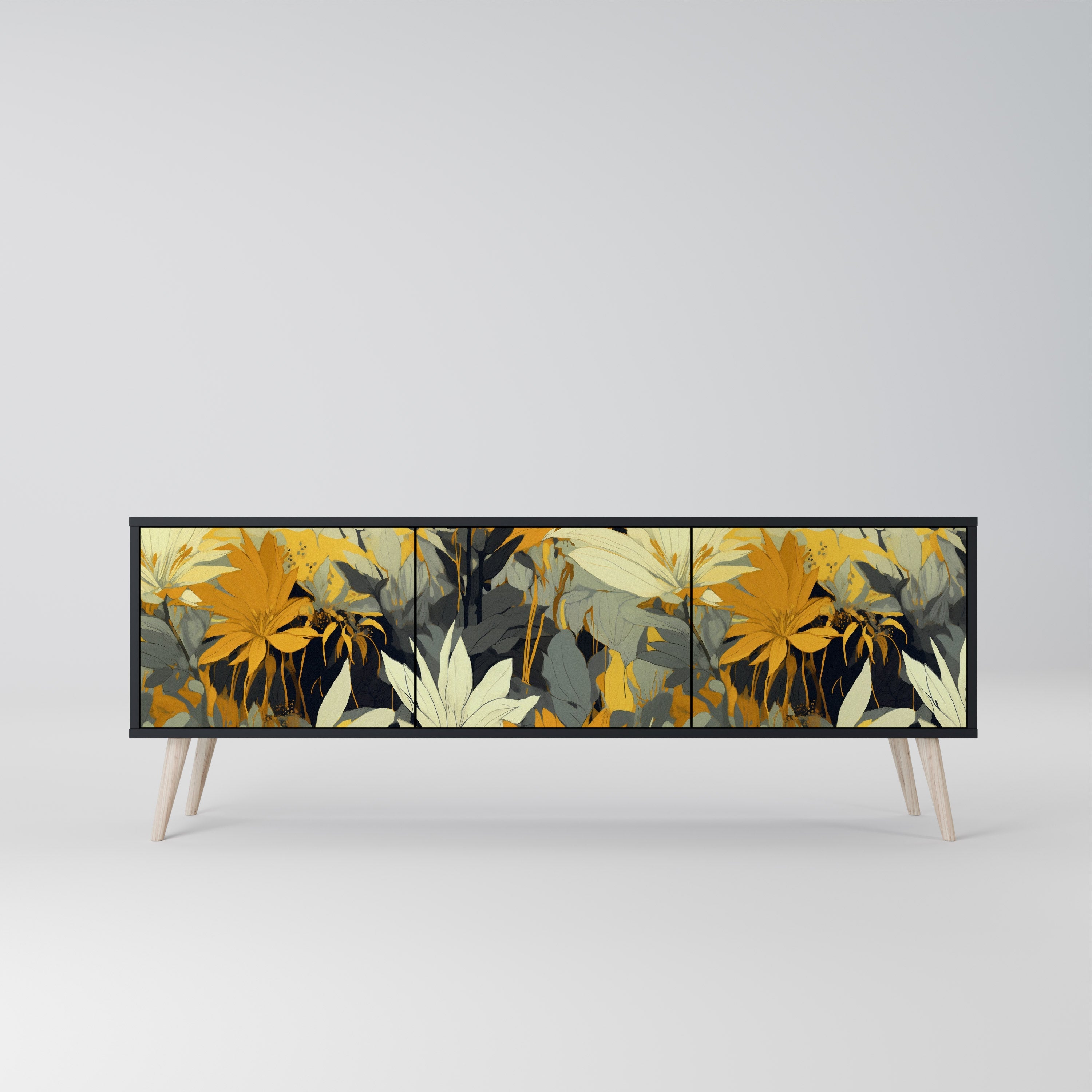 SUNKISSED LILY Móvel de TV com 3 Portas em Acabamento Preto