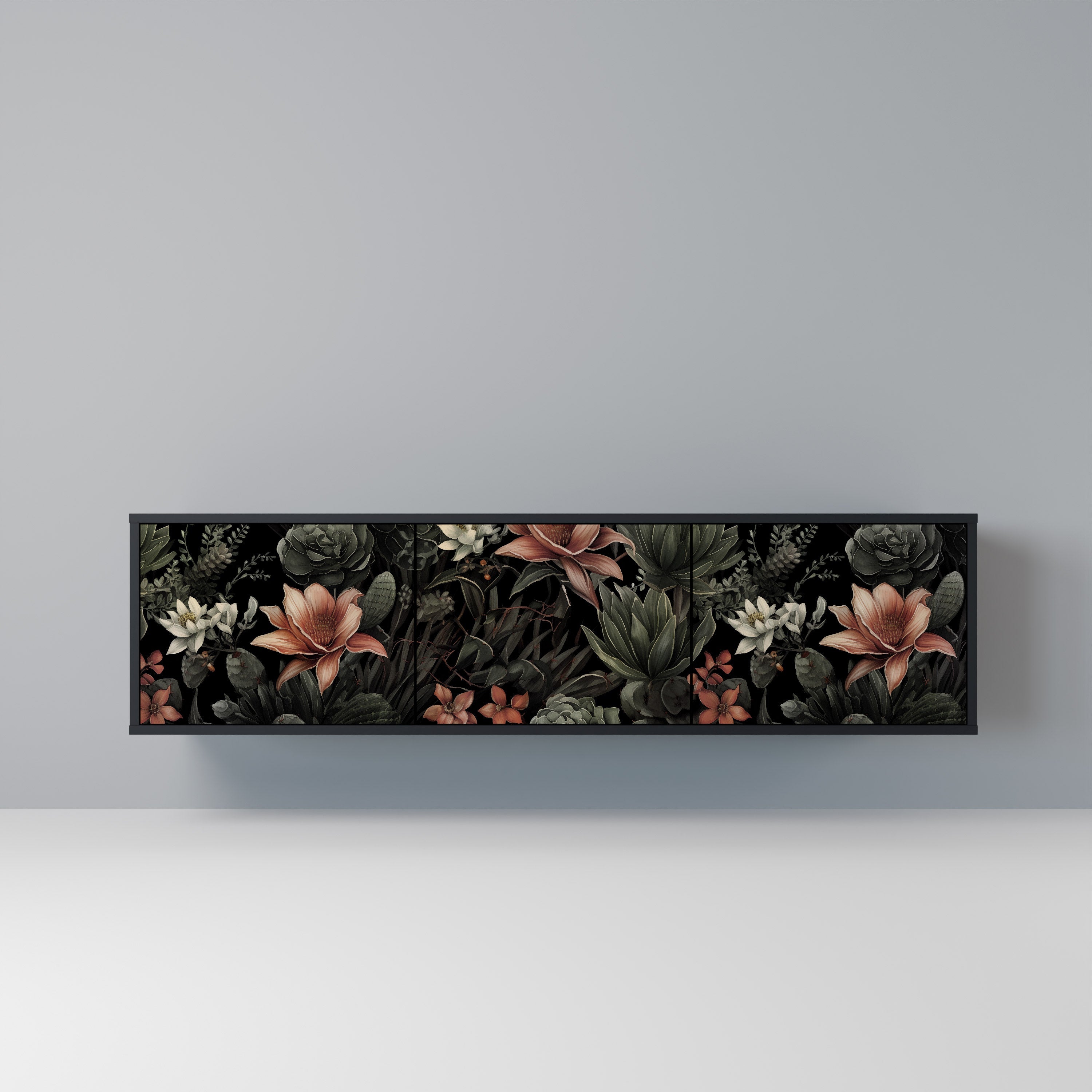 SECRET VERDURE Móvel de TV com 3 Portas em Acabamento Preto