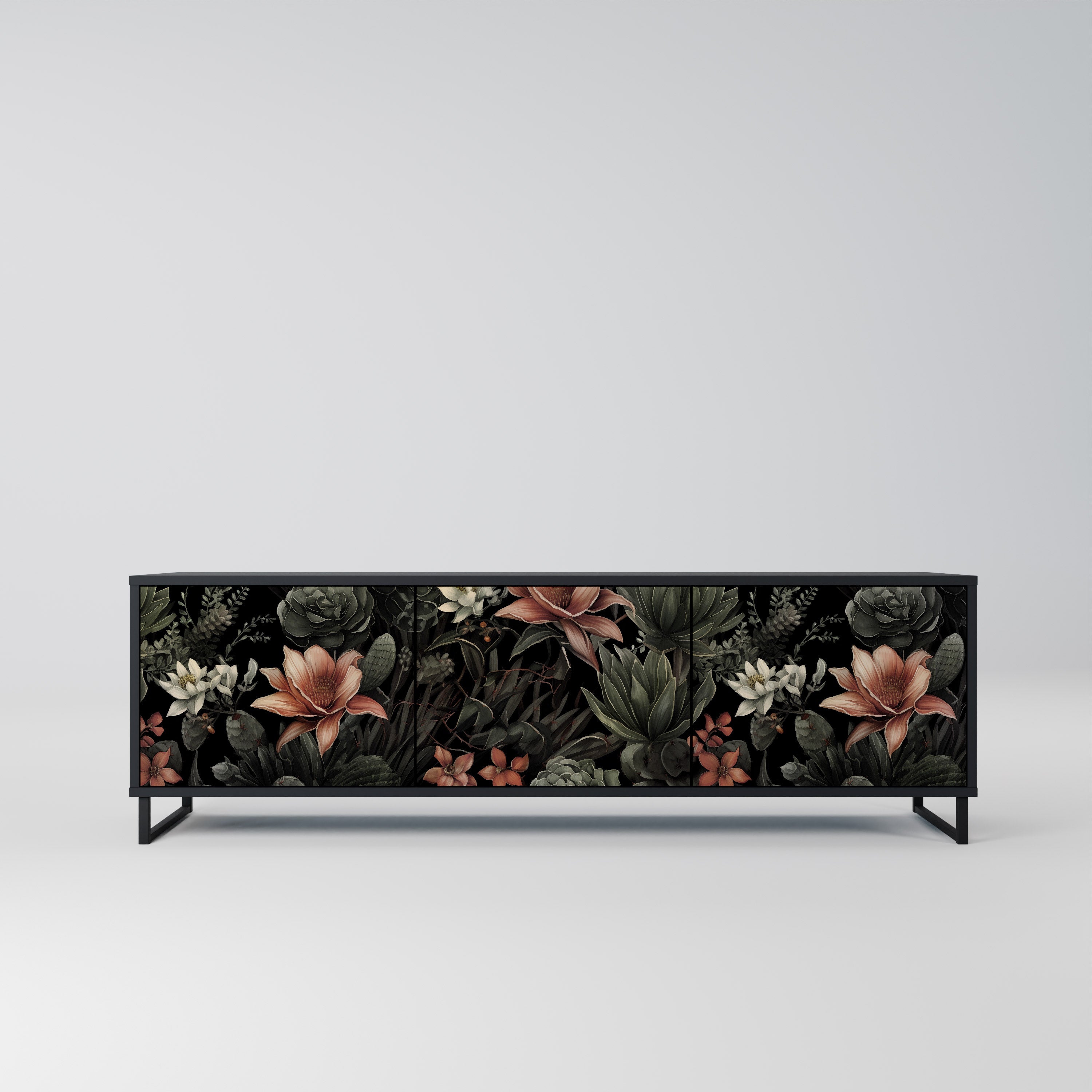 SECRET VERDURE Móvel de TV com 3 Portas em Acabamento Preto