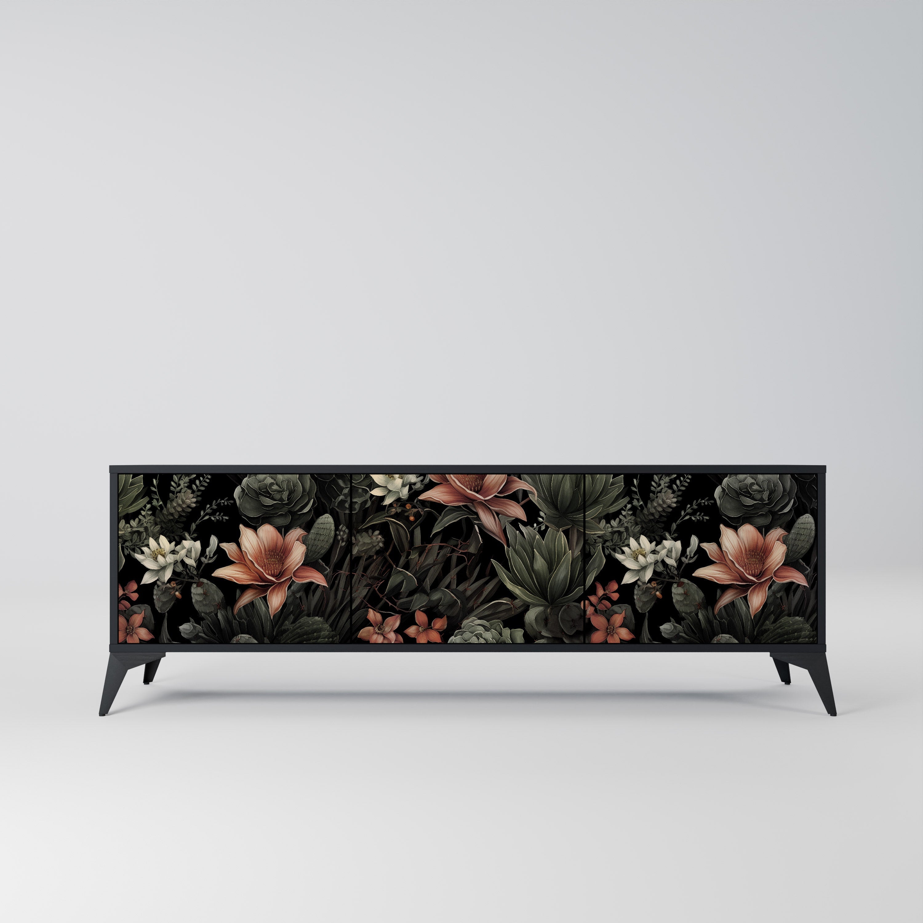 SECRET VERDURE Móvel de TV com 3 Portas em Acabamento Preto