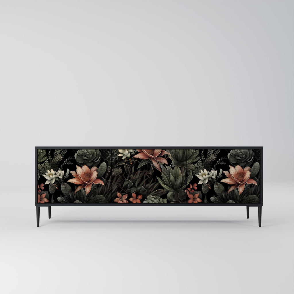 SECRET VERDURE Móvel de TV com 3 Portas em Acabamento Preto