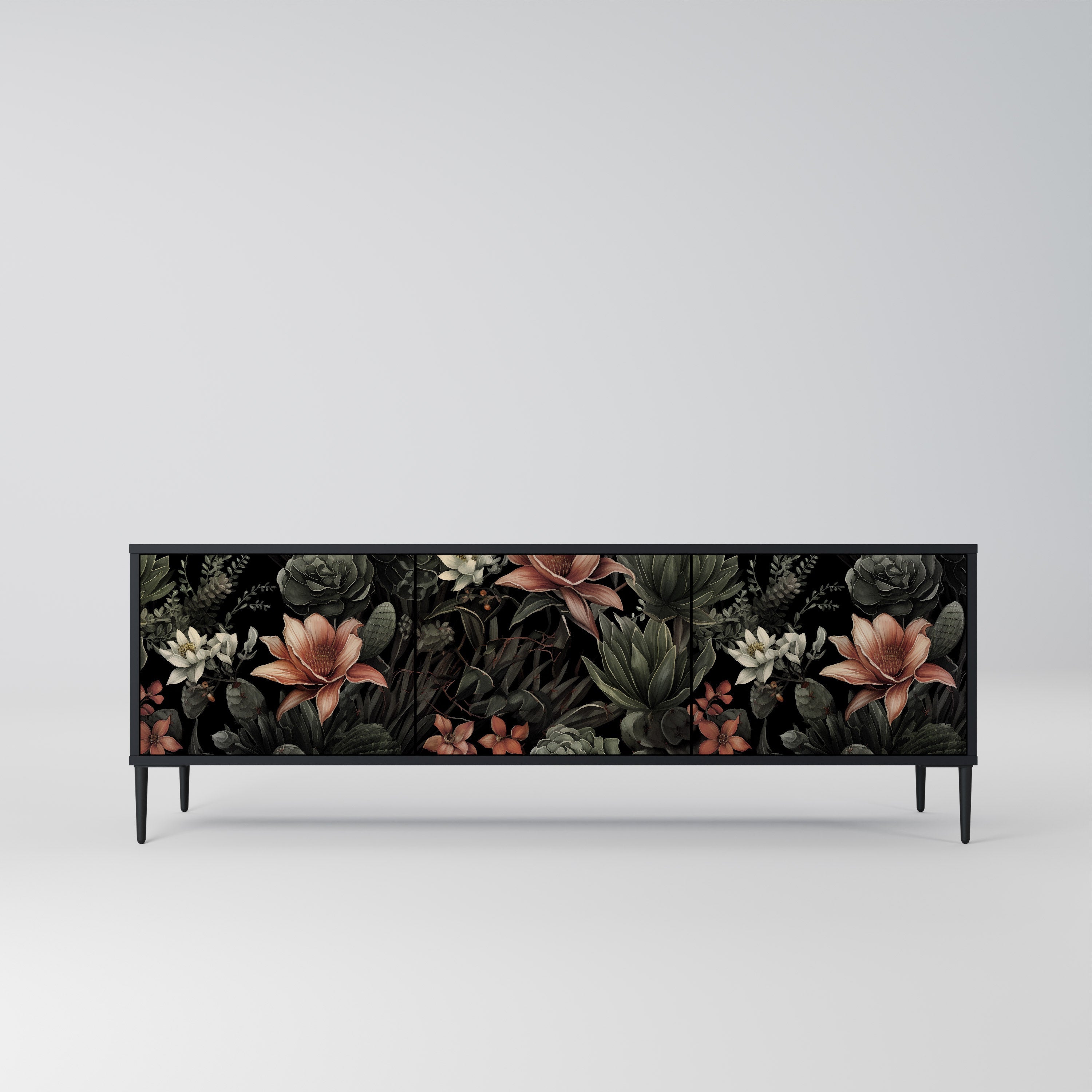 SECRET VERDURE Móvel de TV com 3 Portas em Acabamento Preto