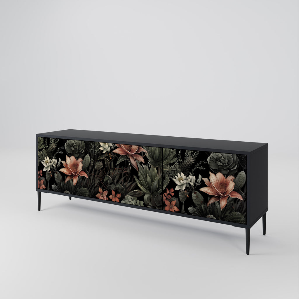 SECRET VERDURE Móvel de TV com 3 Portas em Acabamento Preto