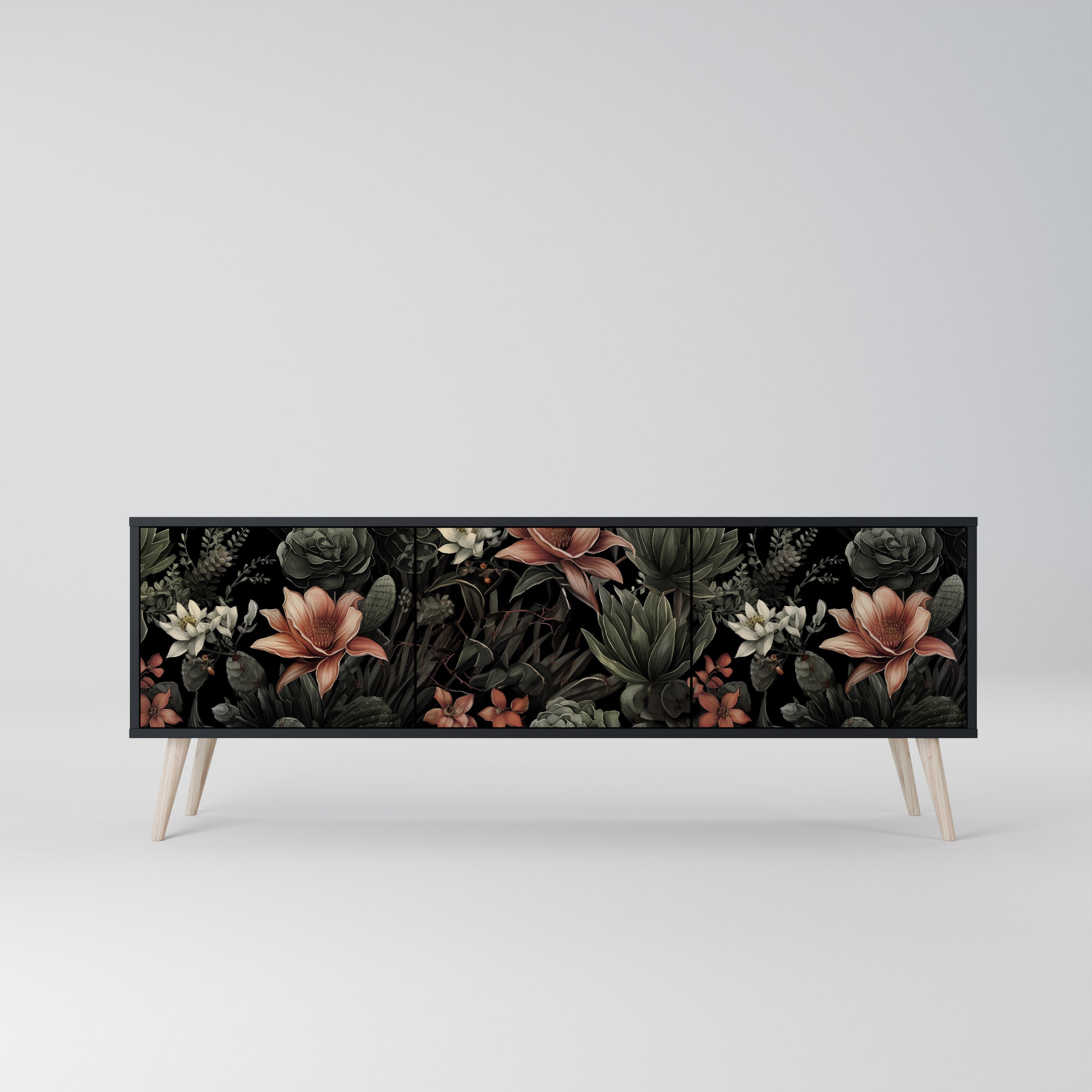 SECRET VERDURE Móvel de TV com 3 Portas em Acabamento Preto