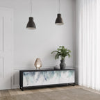 PALM VEIL Móvel de TV com 3 Portas em Acabamento Preto