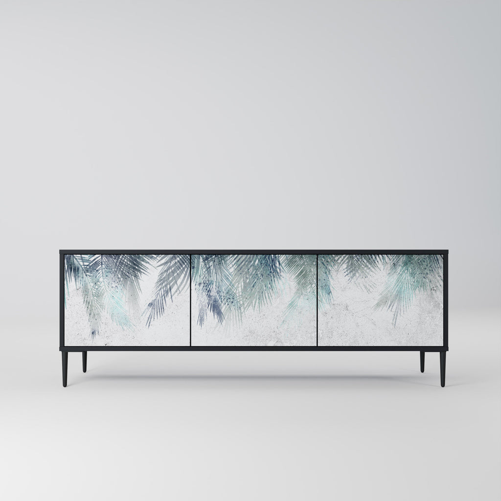 PALM VEIL Móvel de TV com 3 Portas em Acabamento Preto