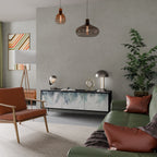 PALM VEIL Móvel de TV com 3 Portas em Acabamento Preto