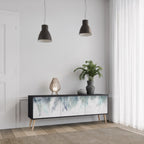 PALM VEIL Móvel de TV com 3 Portas em Acabamento Preto