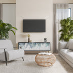 PALM VEIL Móvel de TV com 3 Portas em Acabamento Preto