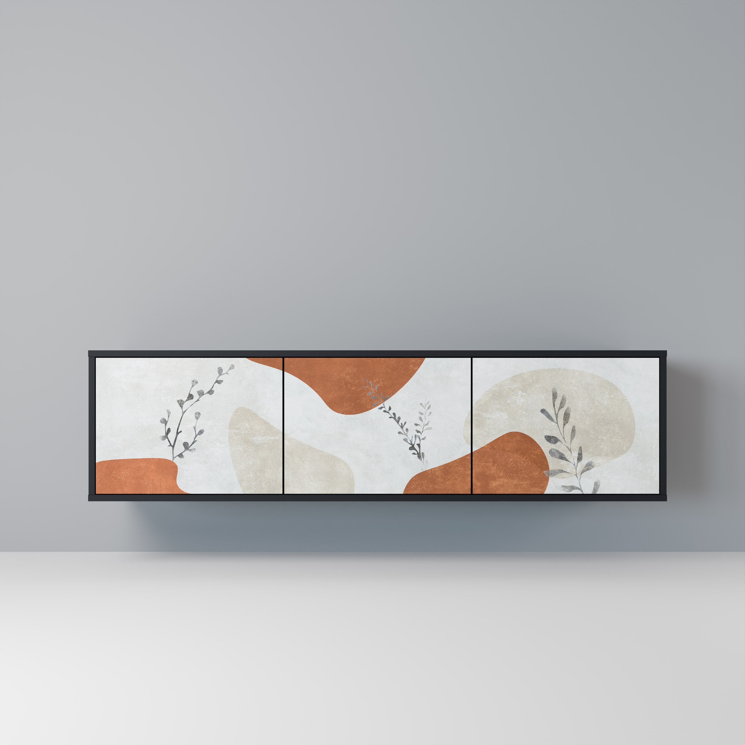 TRANQUIL TWIG Móvel de TV com 3 Portas em Acabamento Preto