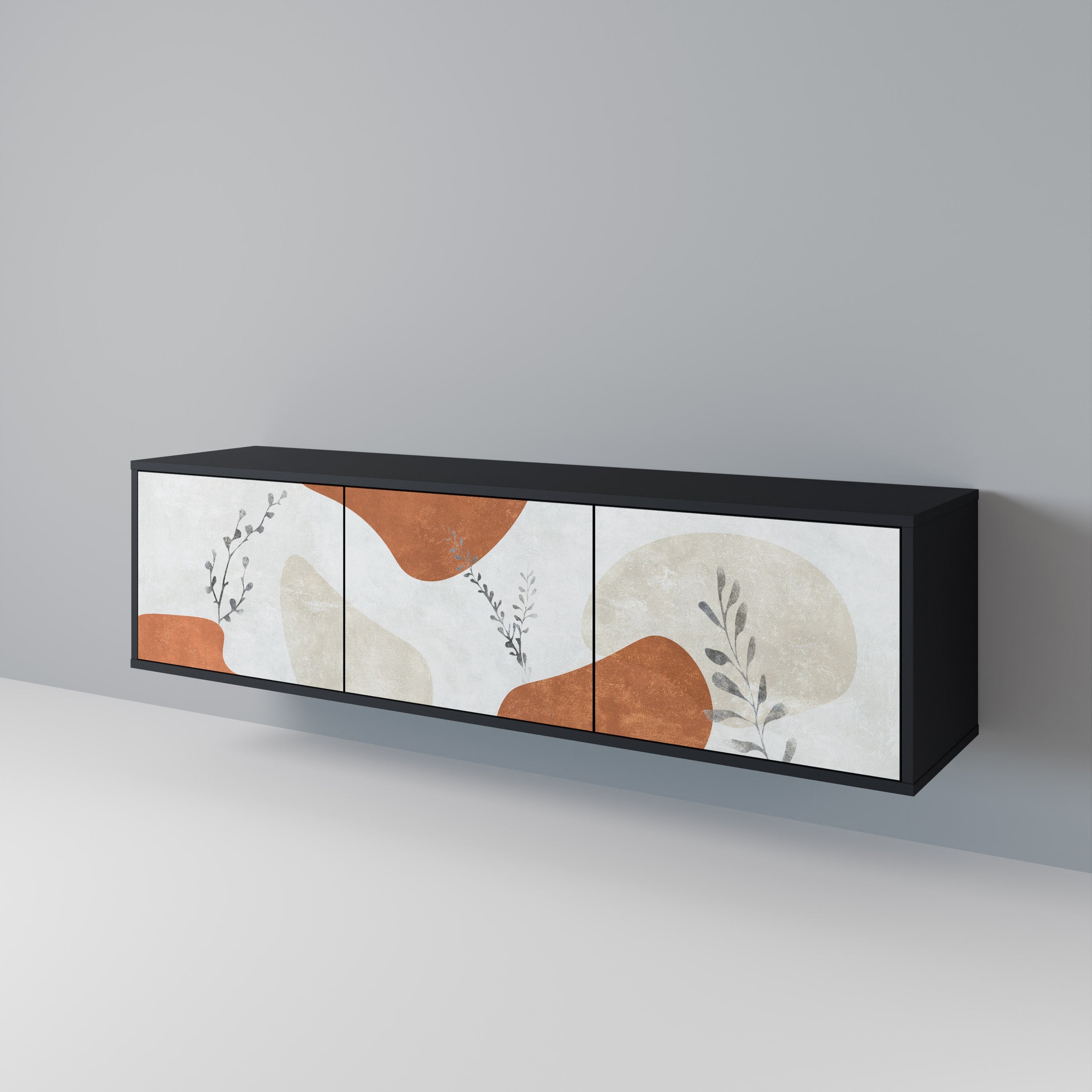 TRANQUIL TWIG Móvel de TV com 3 Portas em Acabamento Preto