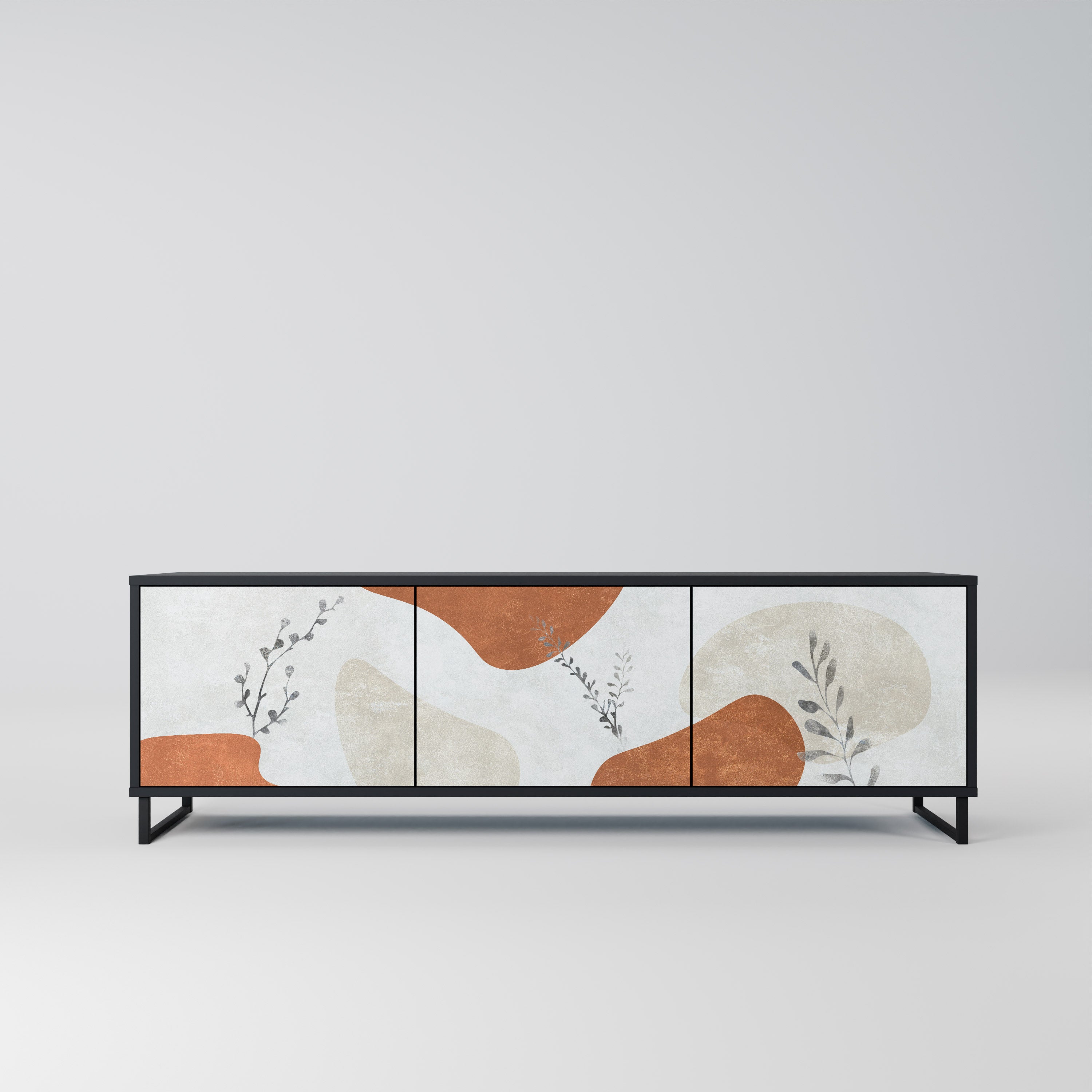 TRANQUIL TWIG Móvel de TV com 3 Portas em Acabamento Preto