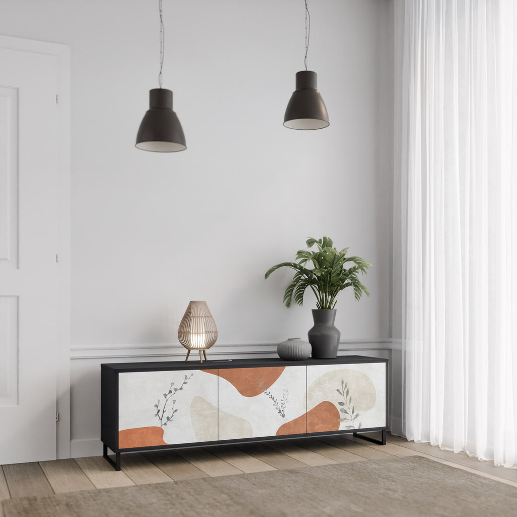 TRANQUIL TWIG Móvel de TV com 3 Portas em Acabamento Preto