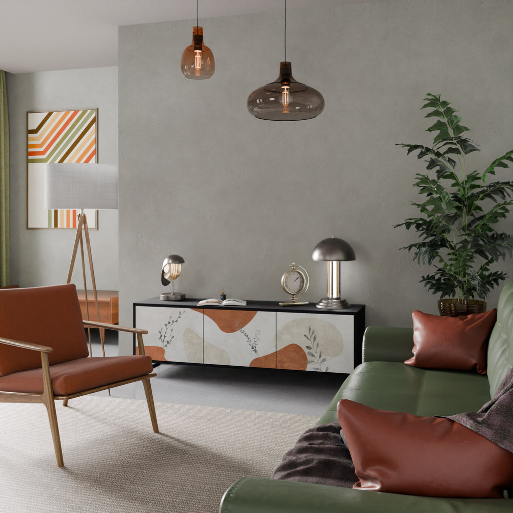 TRANQUIL TWIG Móvel de TV com 3 Portas em Acabamento Preto