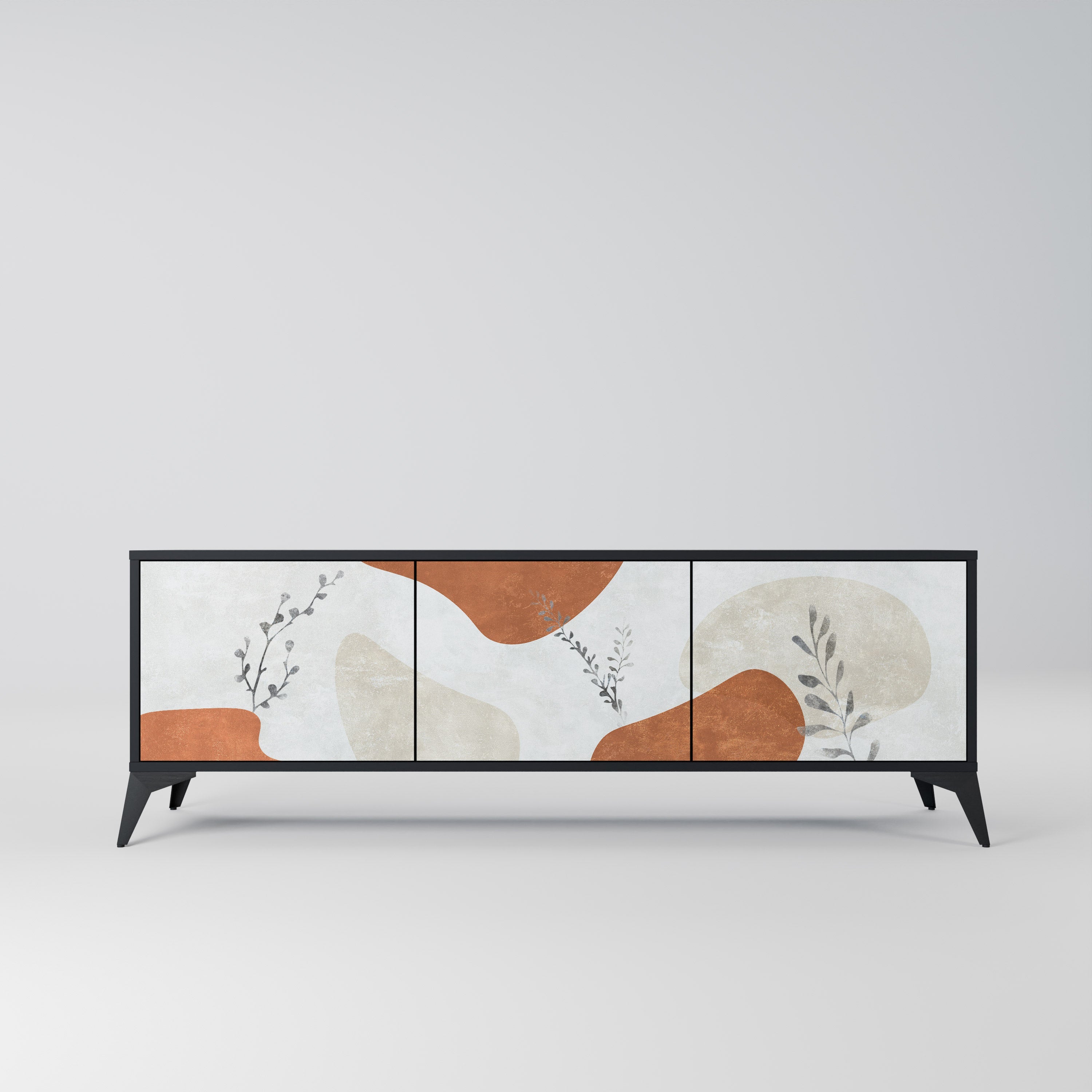 TRANQUIL TWIG Móvel de TV com 3 Portas em Acabamento Preto