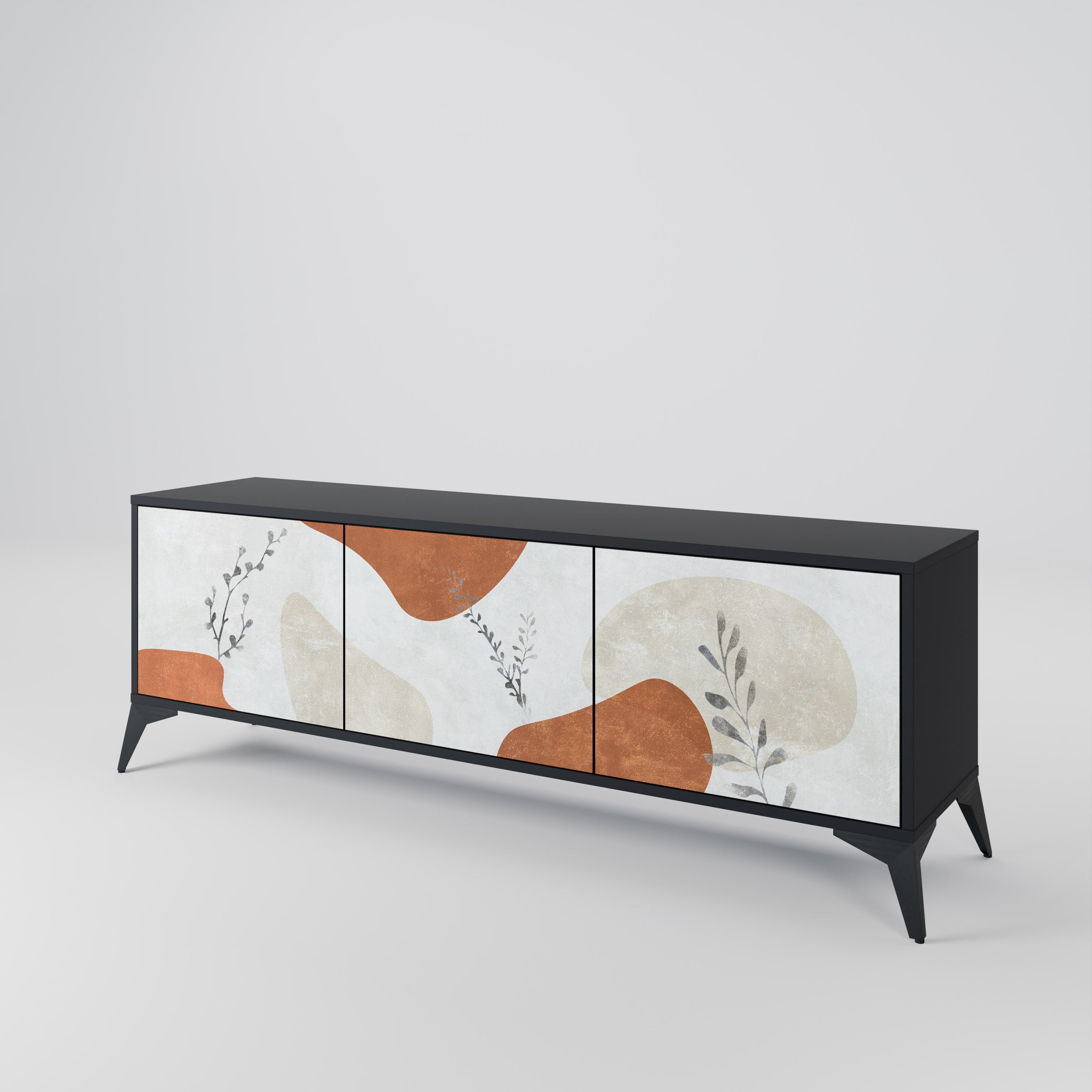 TRANQUIL TWIG Móvel de TV com 3 Portas em Acabamento Preto