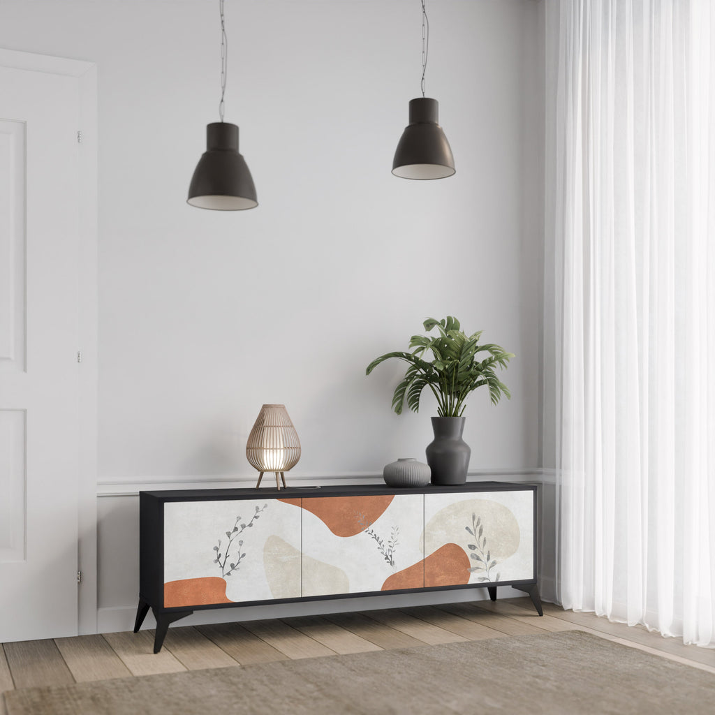 TRANQUIL TWIG Móvel de TV com 3 Portas em Acabamento Preto