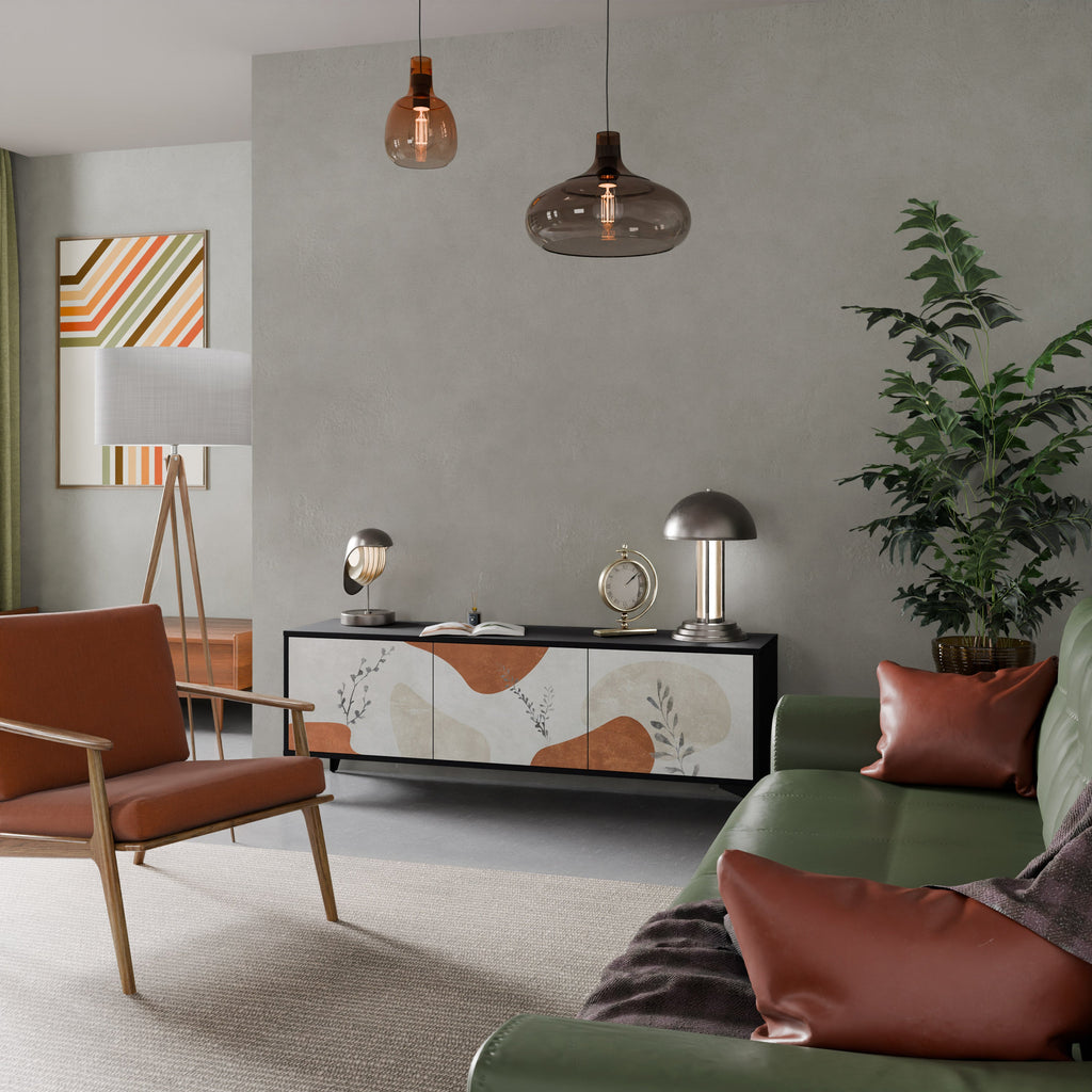 TRANQUIL TWIG Móvel de TV com 3 Portas em Acabamento Preto