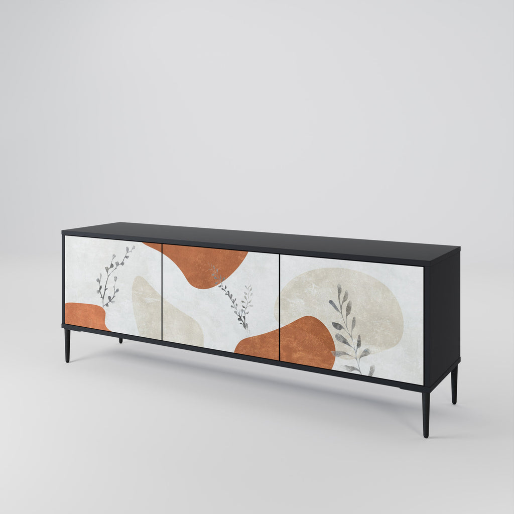 TRANQUIL TWIG Móvel de TV com 3 Portas em Acabamento Preto