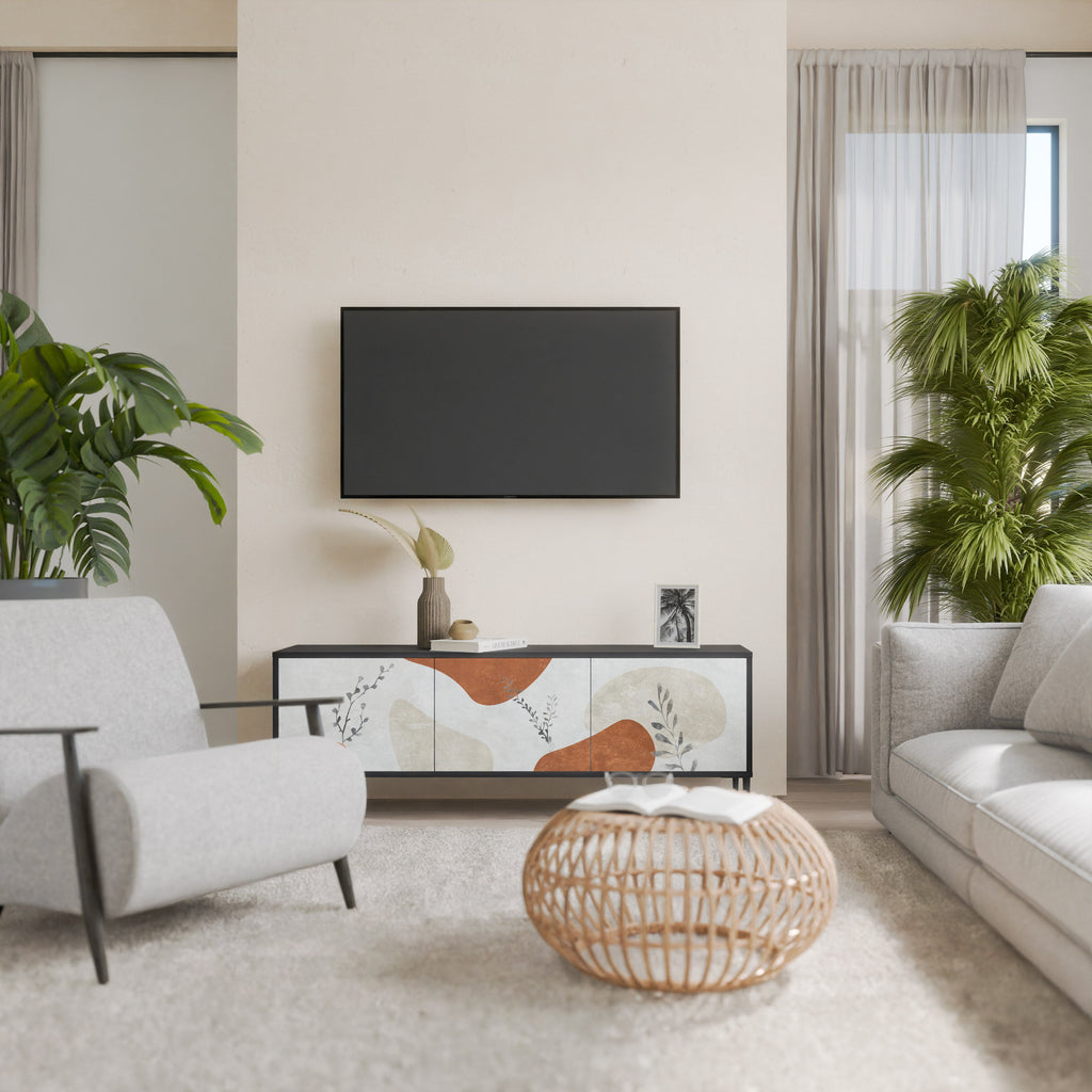 TRANQUIL TWIG Móvel de TV com 3 Portas em Acabamento Preto