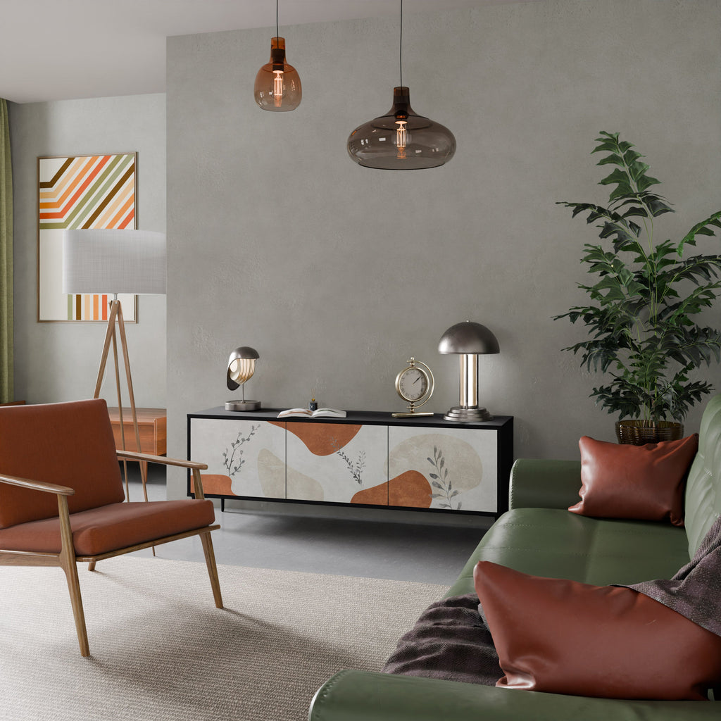 TRANQUIL TWIG Móvel de TV com 3 Portas em Acabamento Preto