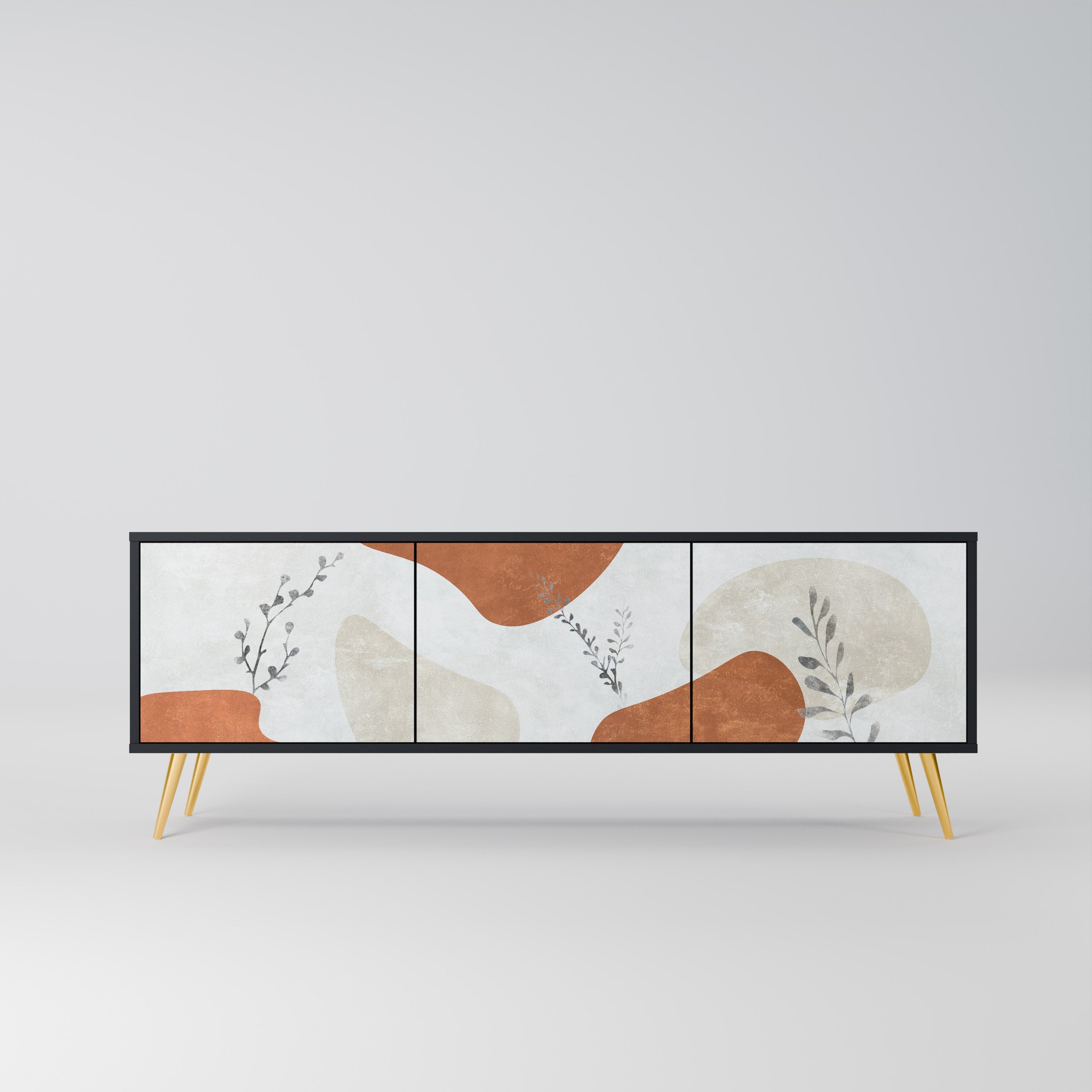 TRANQUIL TWIG Móvel de TV com 3 Portas em Acabamento Preto