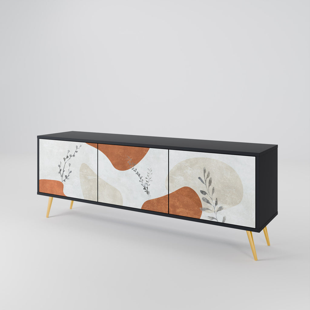 TRANQUIL TWIG Móvel de TV com 3 Portas em Acabamento Preto