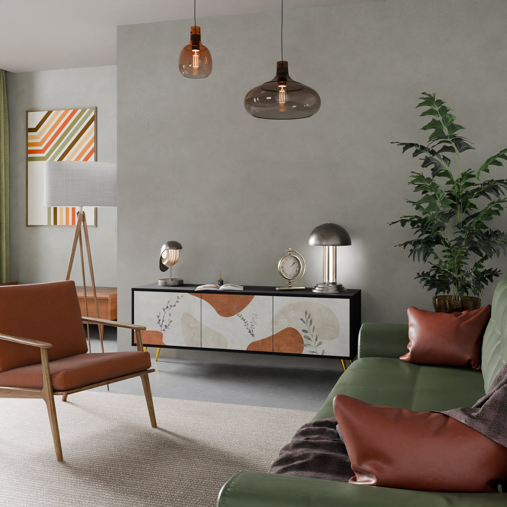 TRANQUIL TWIG Móvel de TV com 3 Portas em Acabamento Preto