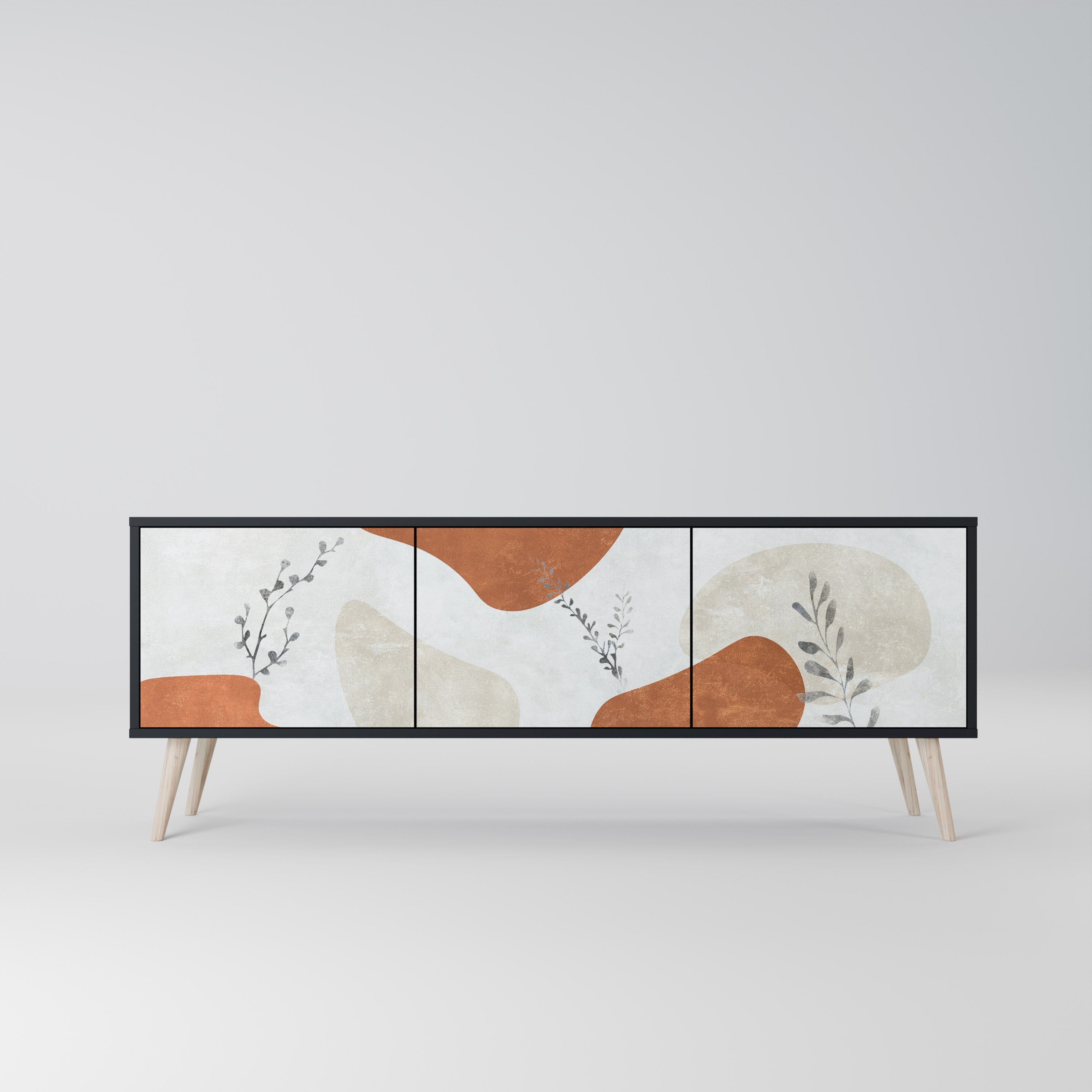 TRANQUIL TWIG Móvel de TV com 3 Portas em Acabamento Preto