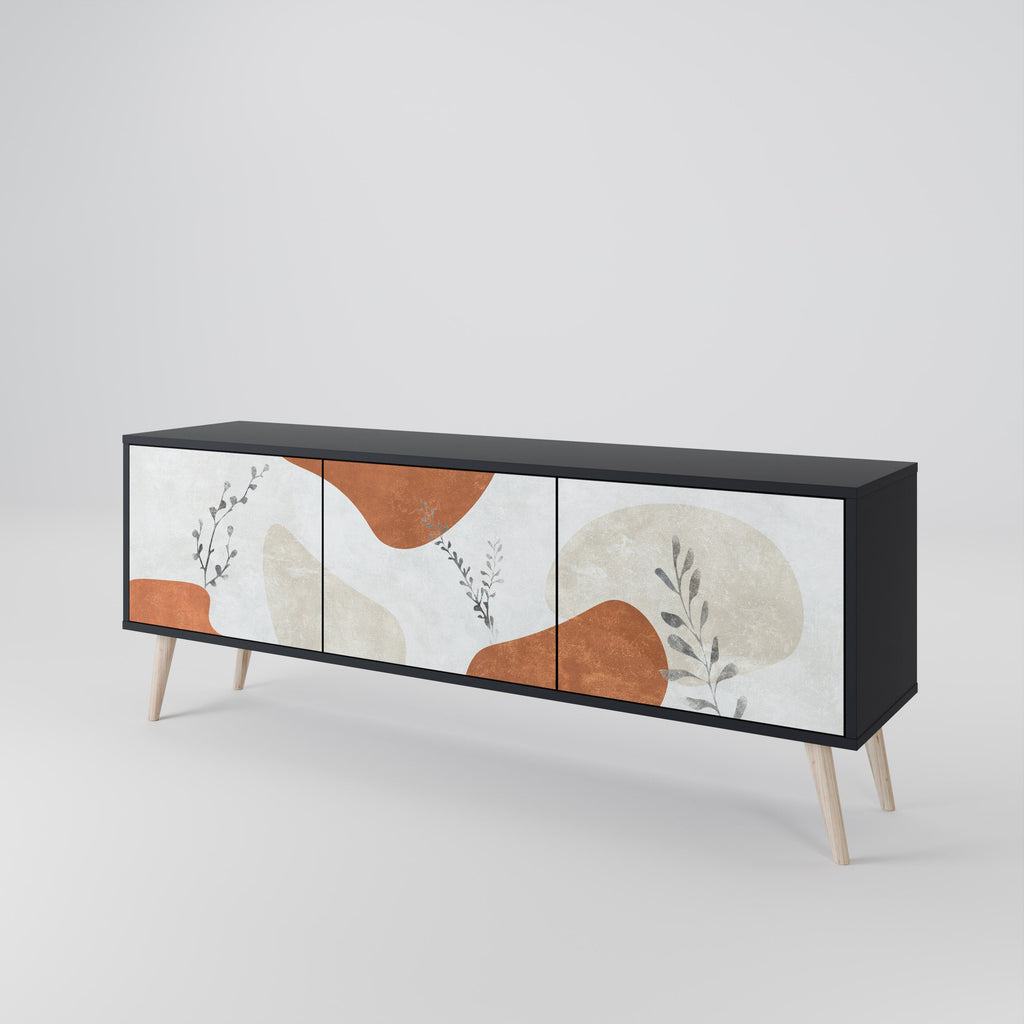 TRANQUIL TWIG Móvel de TV com 3 Portas em Acabamento Preto