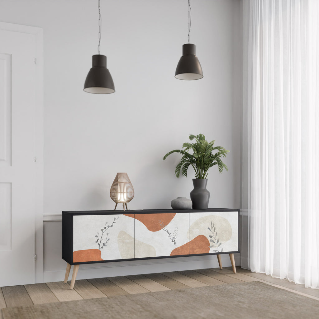 TRANQUIL TWIG Móvel de TV com 3 Portas em Acabamento Preto