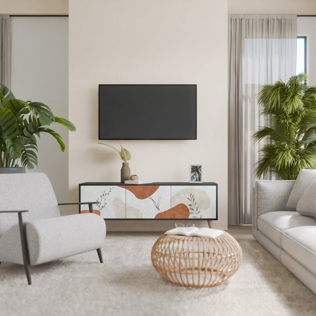 TRANQUIL TWIG Móvel de TV com 3 Portas em Acabamento Preto