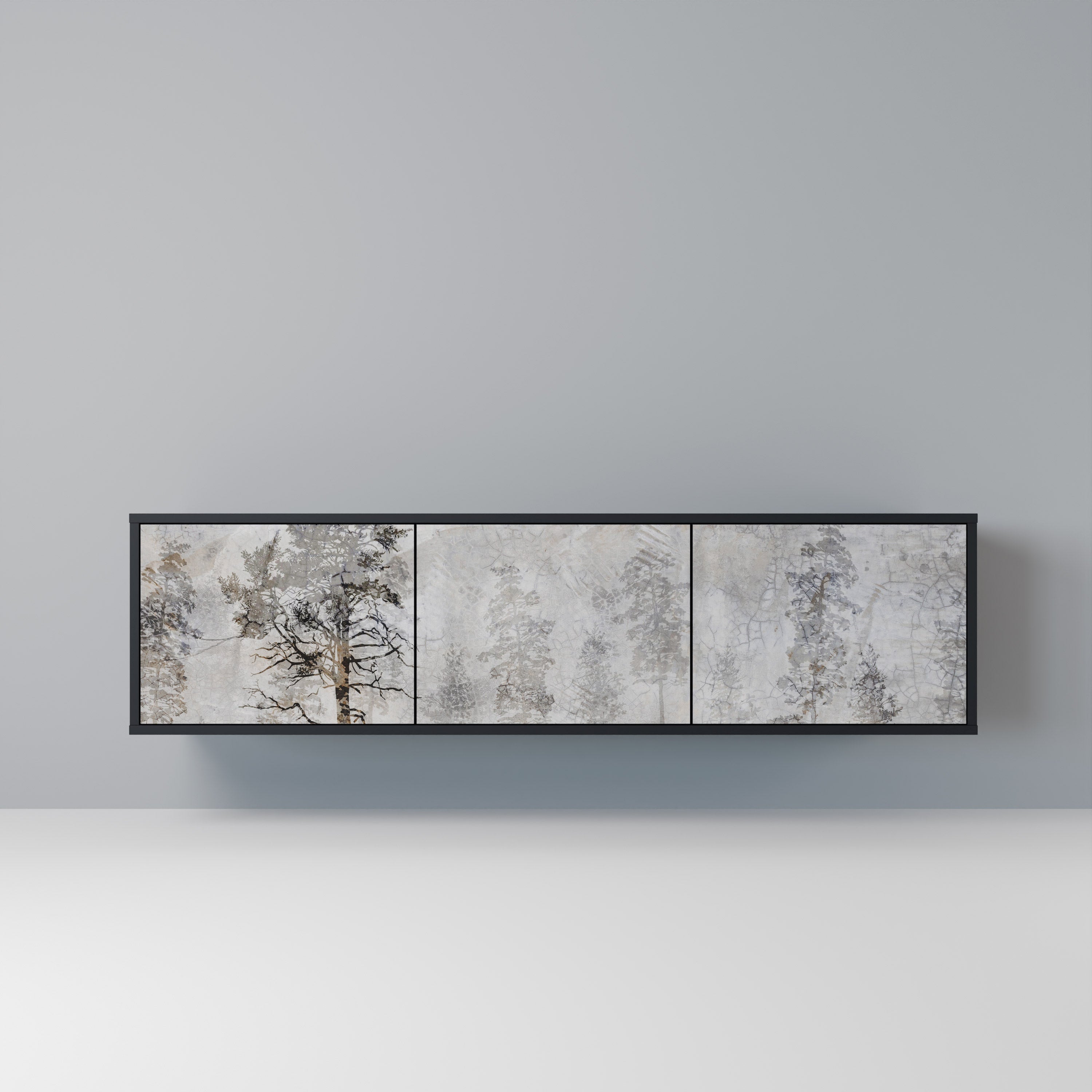 FADE IN THE TREES Móvel de TV com 3 Portas em Acabamento Preto